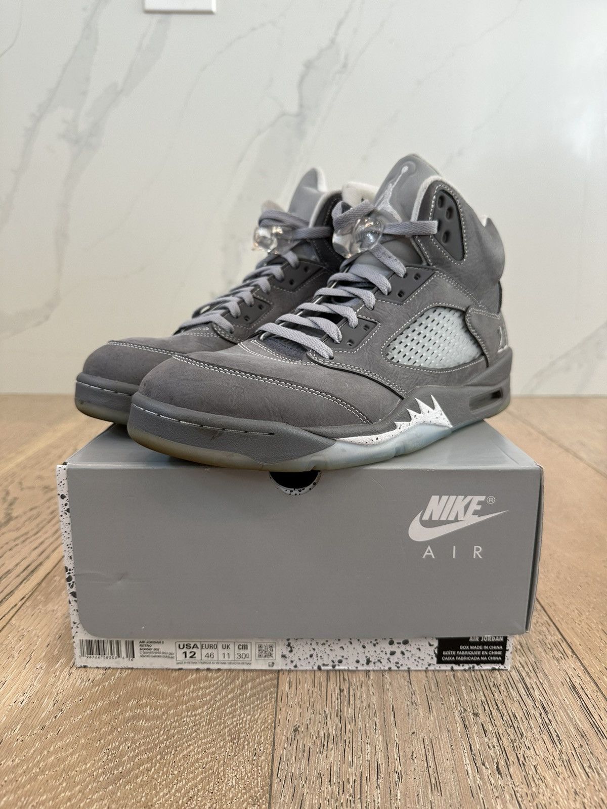 Jordan Brand Jordan 5 Retro Wolf Grey Size US 12 / EU 45 - 1 Thumbnail