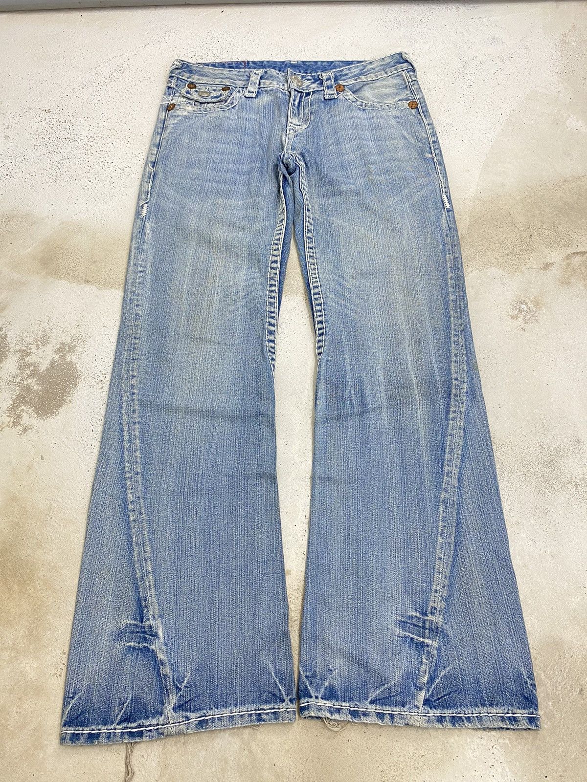 Hysteric Glamour Flare True Religion Japan Light Blue Distressed Denim Size US 31 - 2 Thumbnail