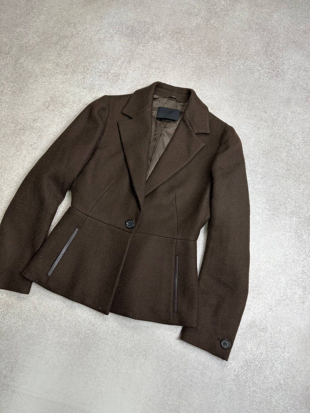 Prada PRADA Women’s Brown Wool Skirt Suit Set Blazer Jacket Skirt Size M / US 6-8 / IT 42-44 - 4 Thumbnail