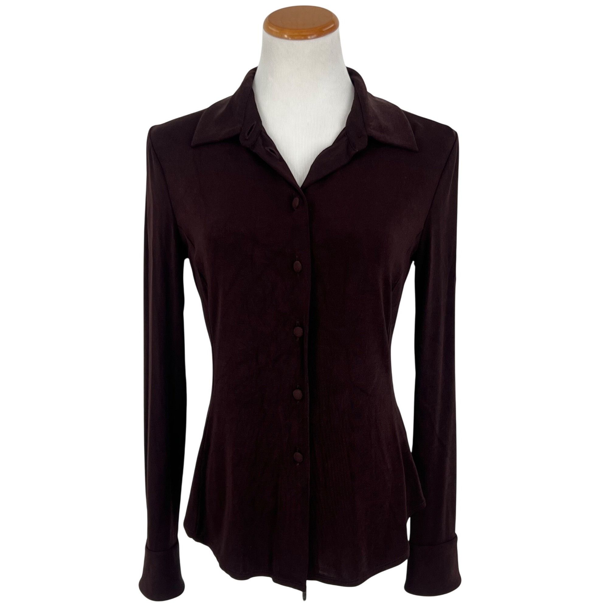 Emporio Armani VTG Armani Oxblood Button-Up Top | Office Siren Old Money Fe Size M / US 6-8 / IT 42-44 - 11 Thumbnail
