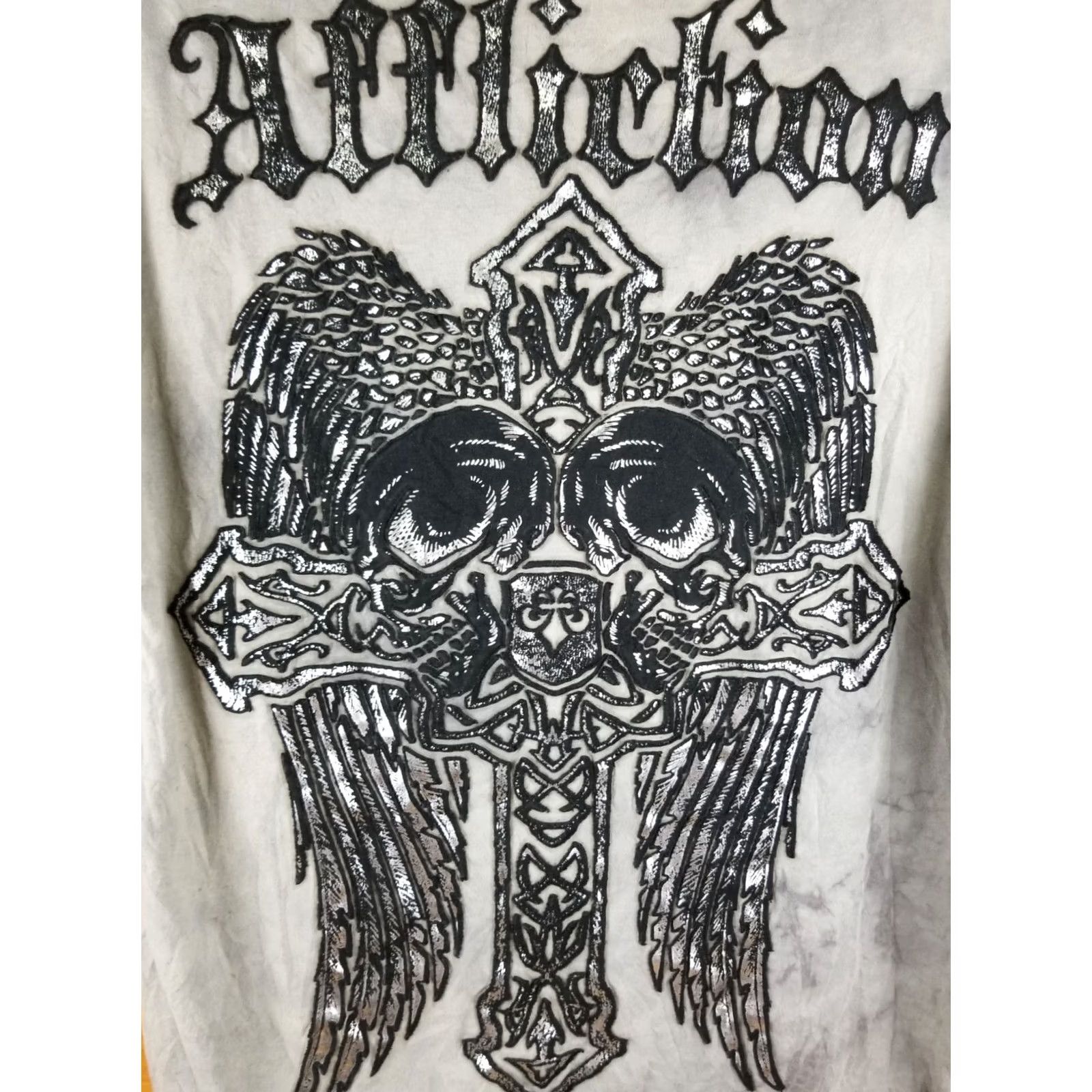 Affliction VINTAGE AFFLICTION T-SHIRT LARGE GRAY CROSS WINGS GRUNGE GOTH Y2K MEN Size US L / EU 52-54 / 3 - 6 Thumbnail