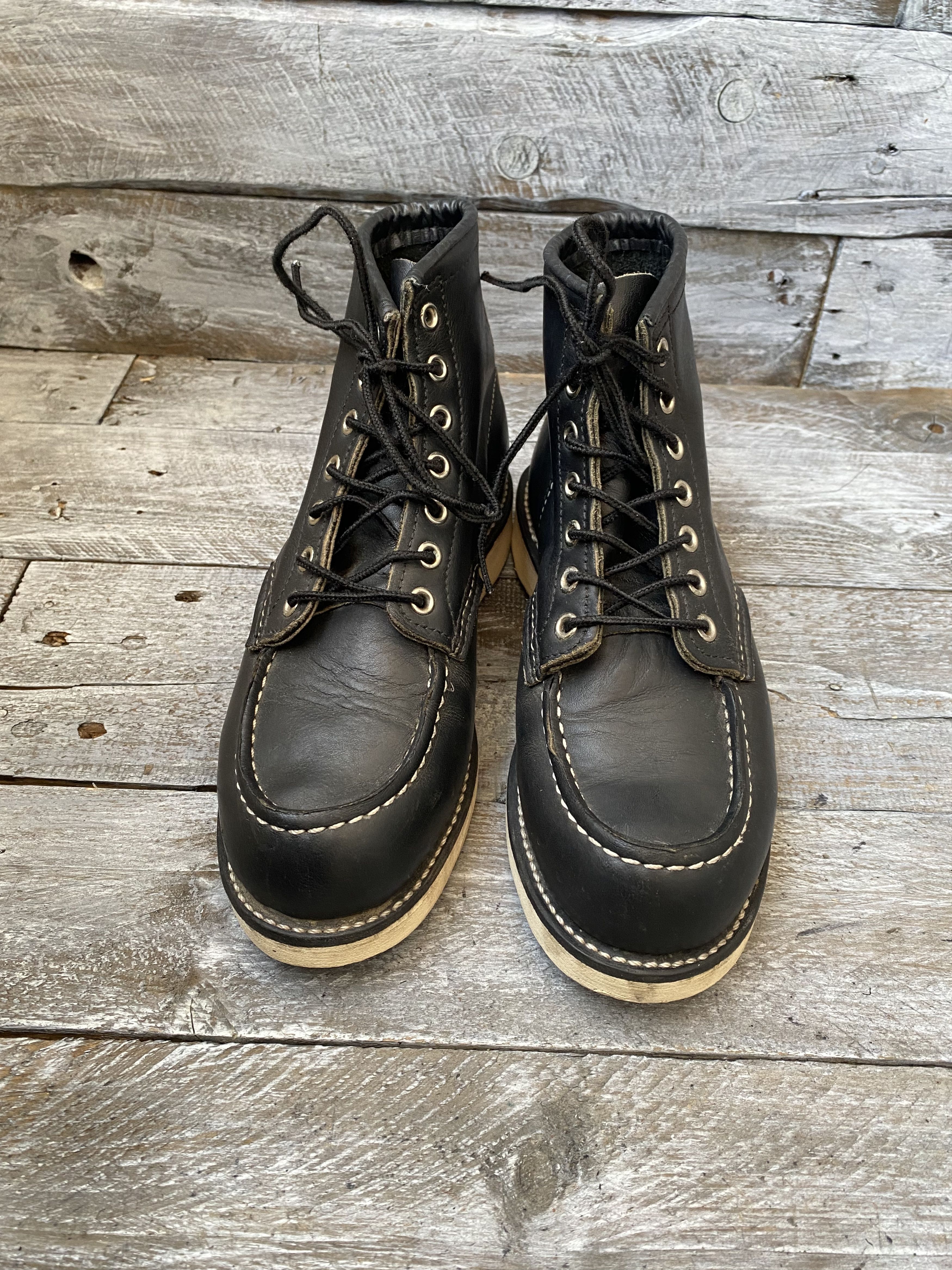 Red Wing Redwing moc-toe black leather boots sz 37.5 Size US 5.5 / EU 38 - 4 Thumbnail
