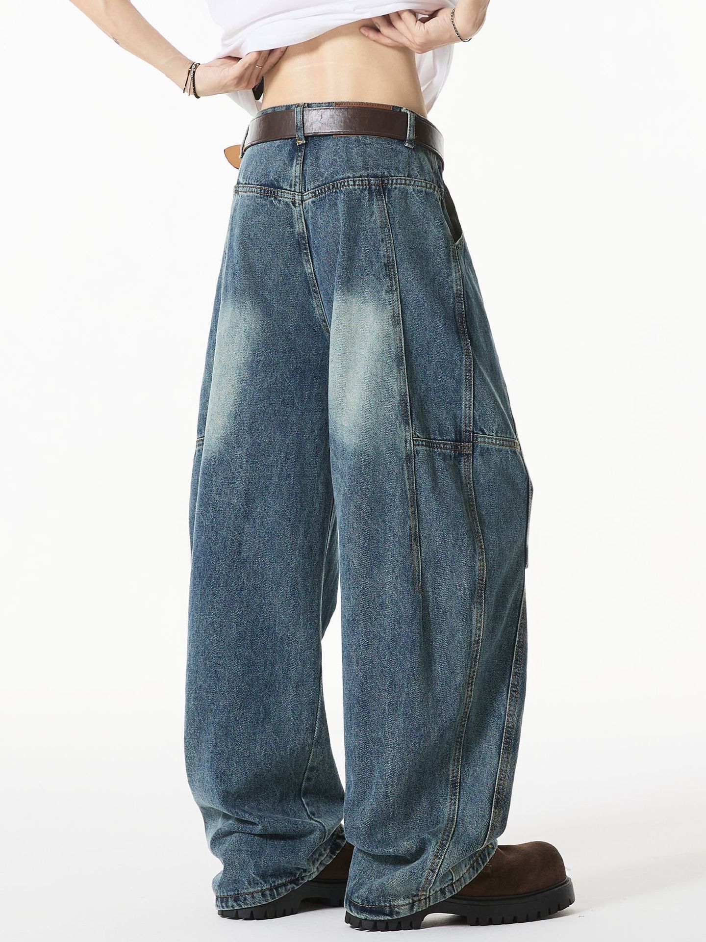 Japanese Brand American retro blue loose straight-leg scimitar jeans Size US 32 / EU 48 - 3 Thumbnail