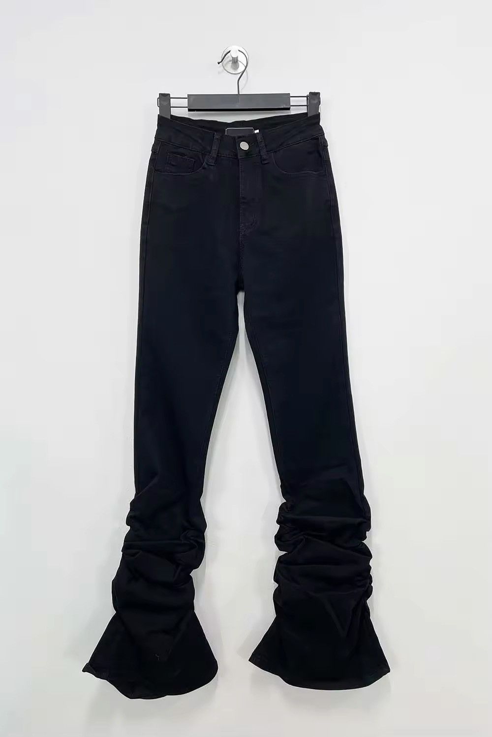 Jean Black Ruched Flare Stretch Bootcut Jeans Size 26" / US 2 / IT 38 - 5 Thumbnail