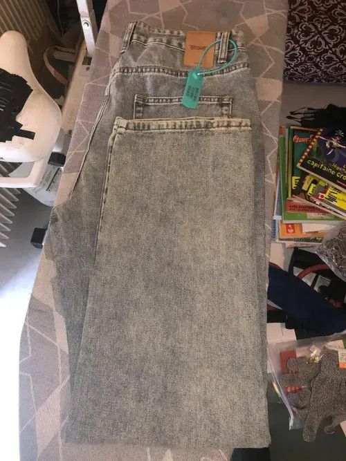 Designer Washed Jeans Zipper Split Straight Size US 30 / EU 46 - 3 Thumbnail