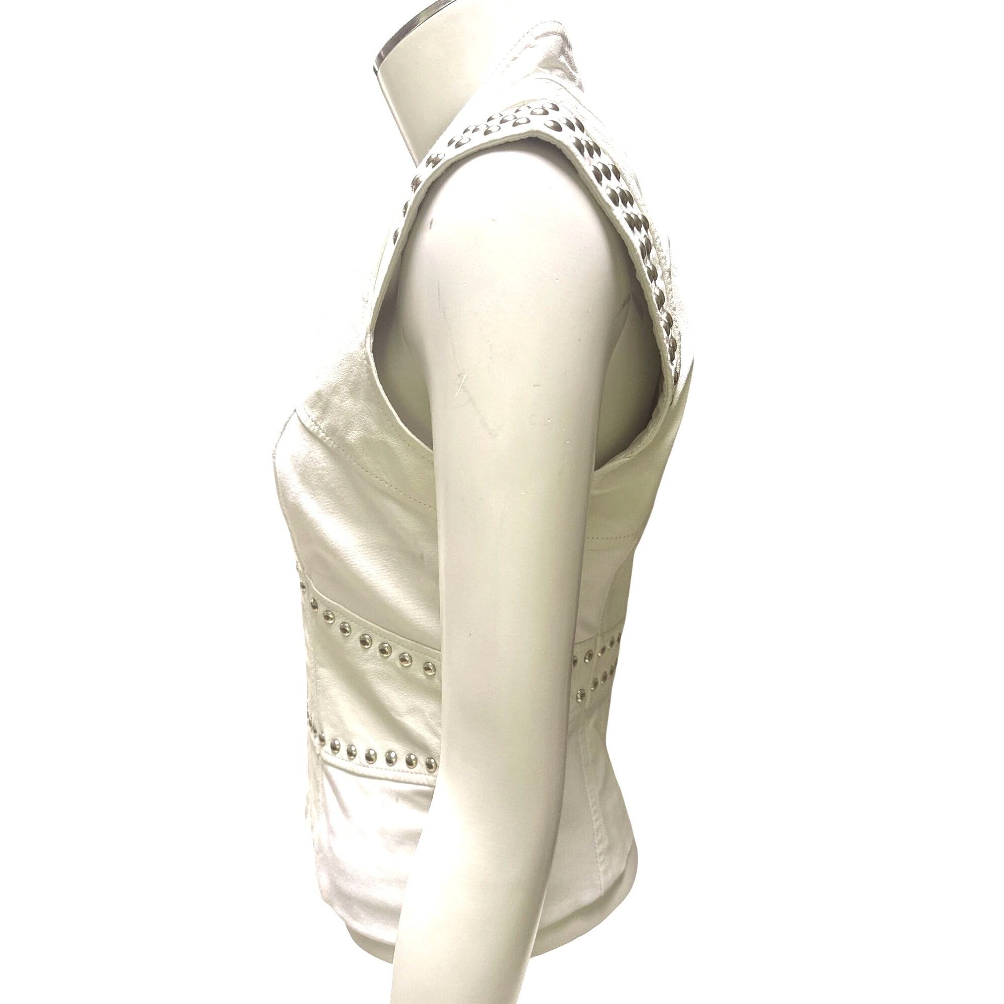 Bebe Bebe Small White Danica Studded Leather Zip Vest Y2K Moto Gl Size S / US 4 / IT 40 - 5 Thumbnail