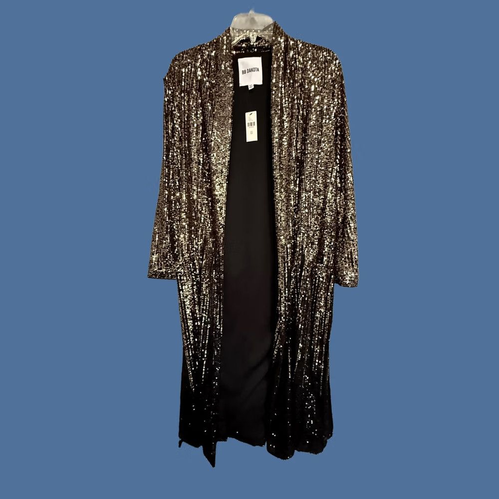 BB Dakota BB Dakota Jacket Womens XS Gold Sequin Long Open Front Duster Party Formal Size XS / US 0-2 / IT 36-38 - 1 Thumbnail