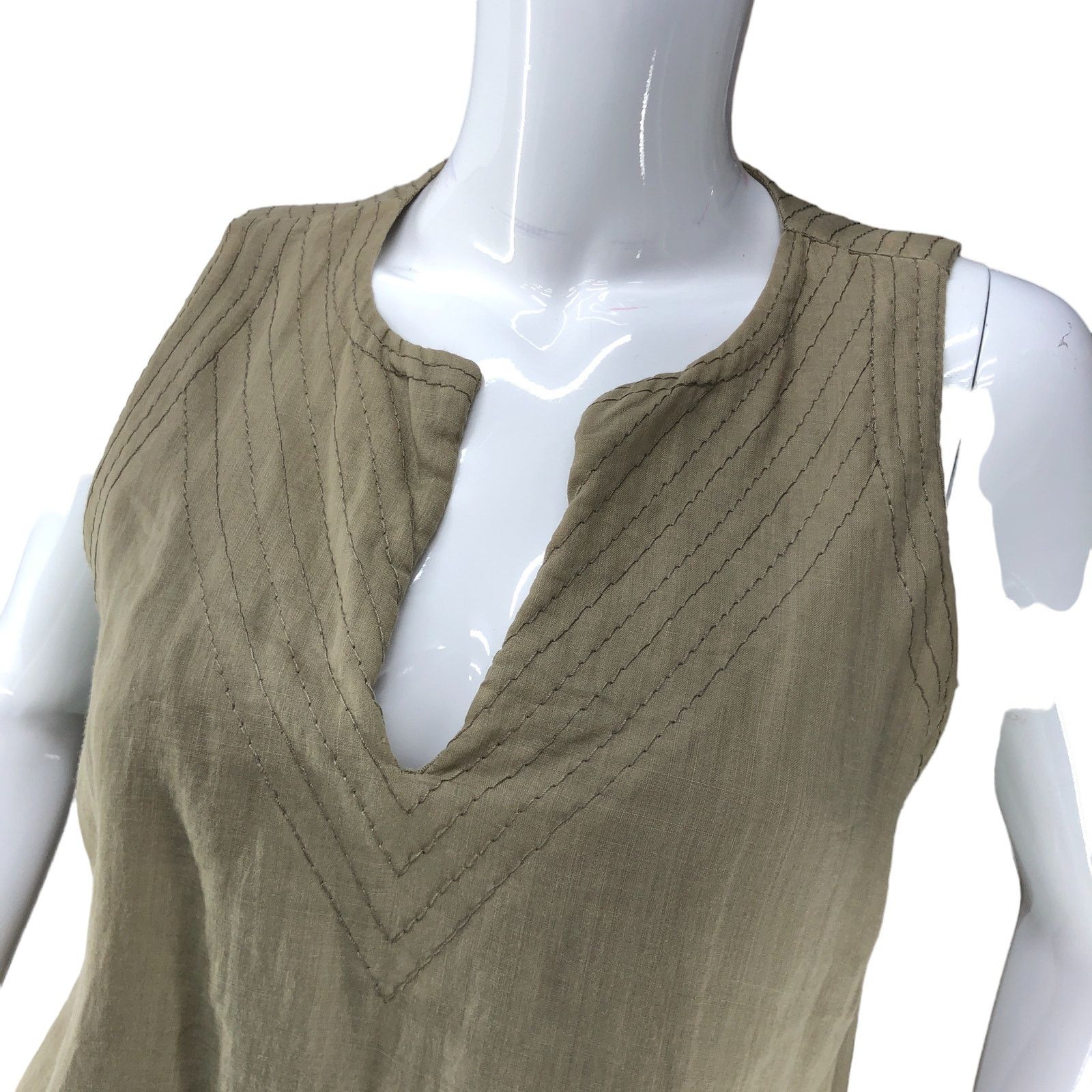 Adolfo Dominguez Adolfo Dominguez Size S Shell Tank Top Green Deep V Neck Size S / US 4 / IT 40 - 2 Thumbnail