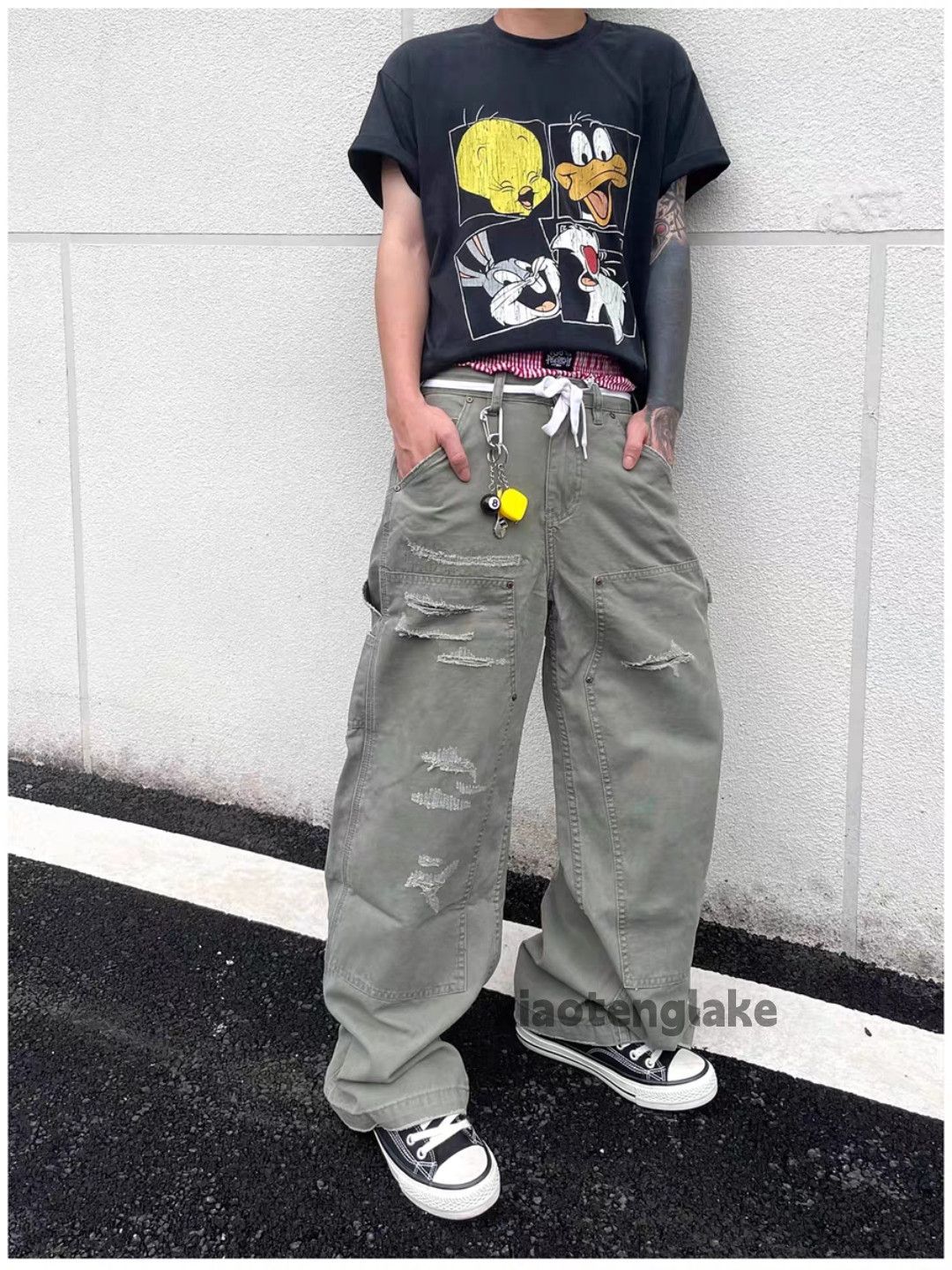 Vintage Unisex outdoor utility faded loose ripped cargo pants Size US 32 / EU 48 - 4 Thumbnail