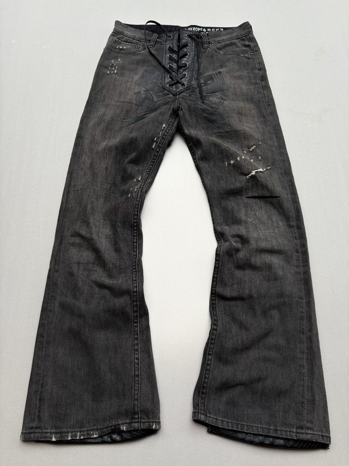 Fiberops lace up flare jeans