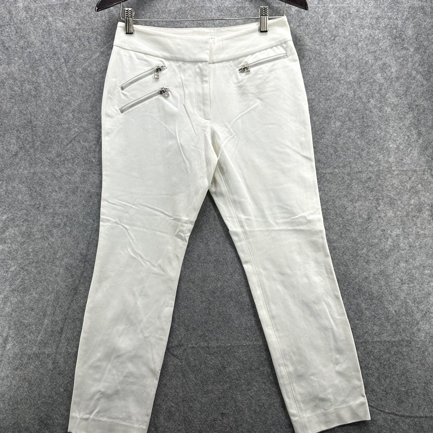 Veronica Beard VERONICA BEARD Pants Womens 4 White Zip Pockets Skinny Ankle Stretch Made USA Size 27" / US 4 / IT 40 - 2 Thumbnail