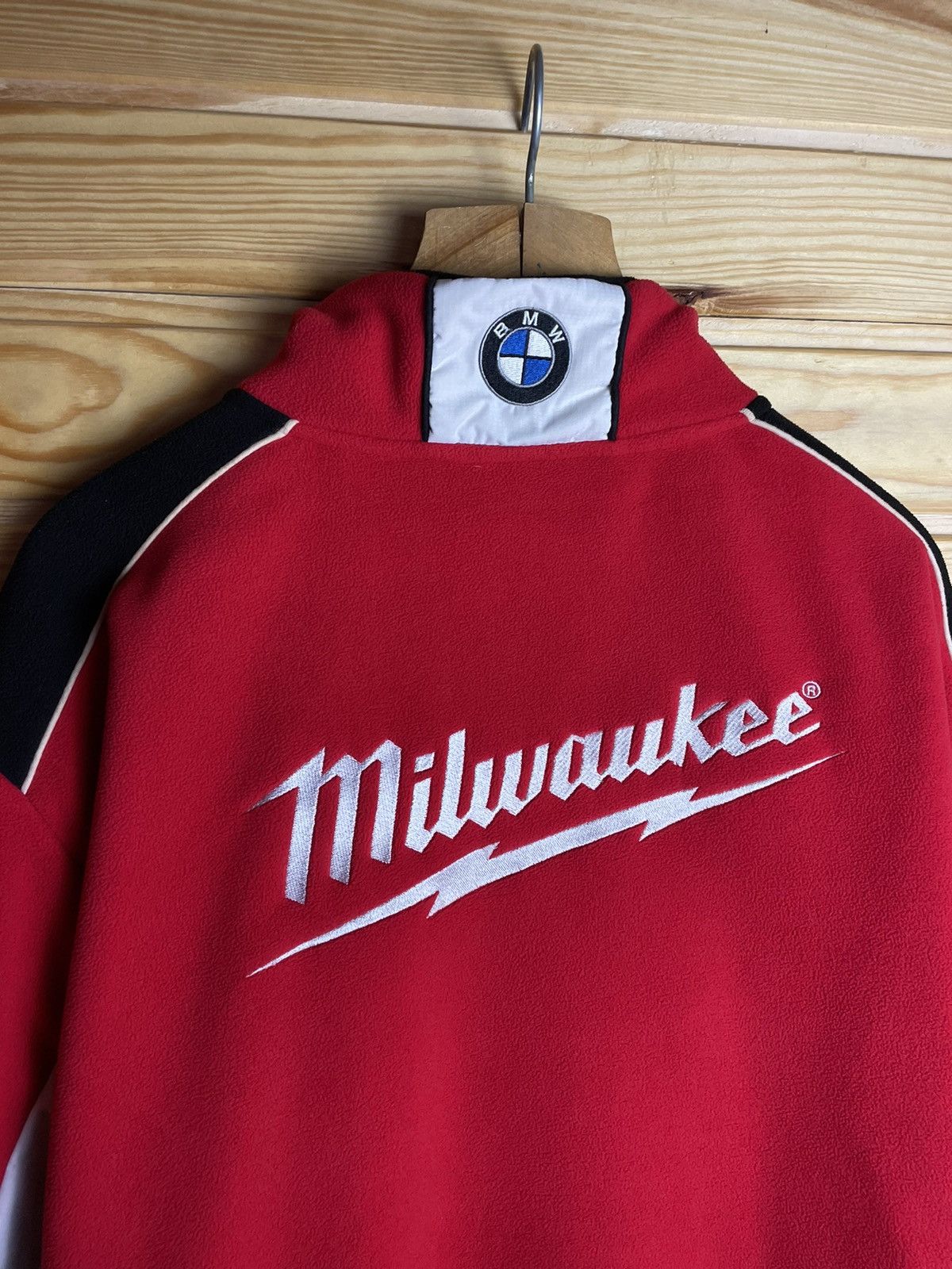 BMW × Vintage BMW Racing Milwaukee Motorrad Fleece Jacket XL Bike Red Warm Size US XL / EU 56 / 4 - 10 Thumbnail