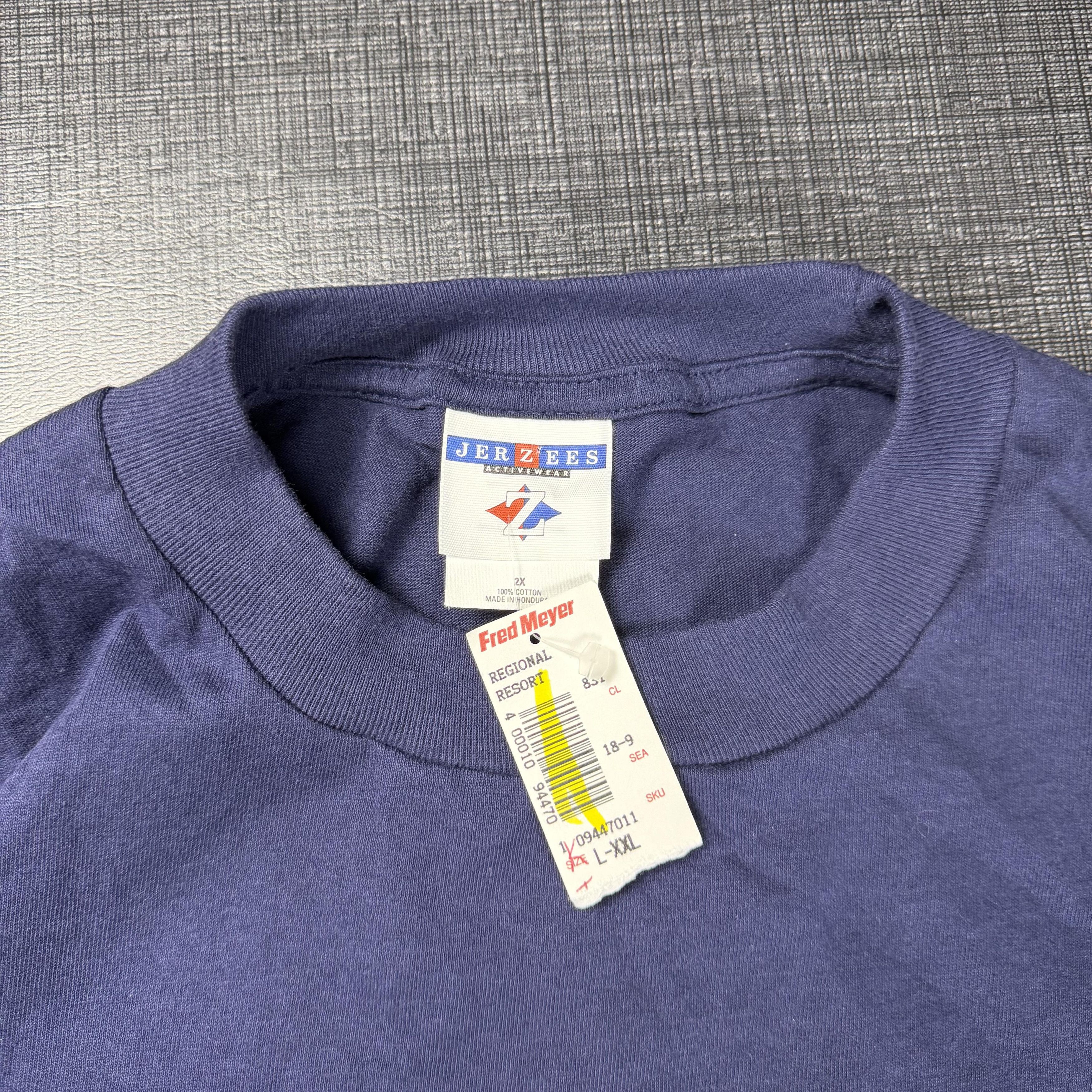 Jerzees Vintage 90s Jerzees Dad Graphic T-Shirt Navy 2XL Size US XXL / EU 58 / 5 - 7 Thumbnail