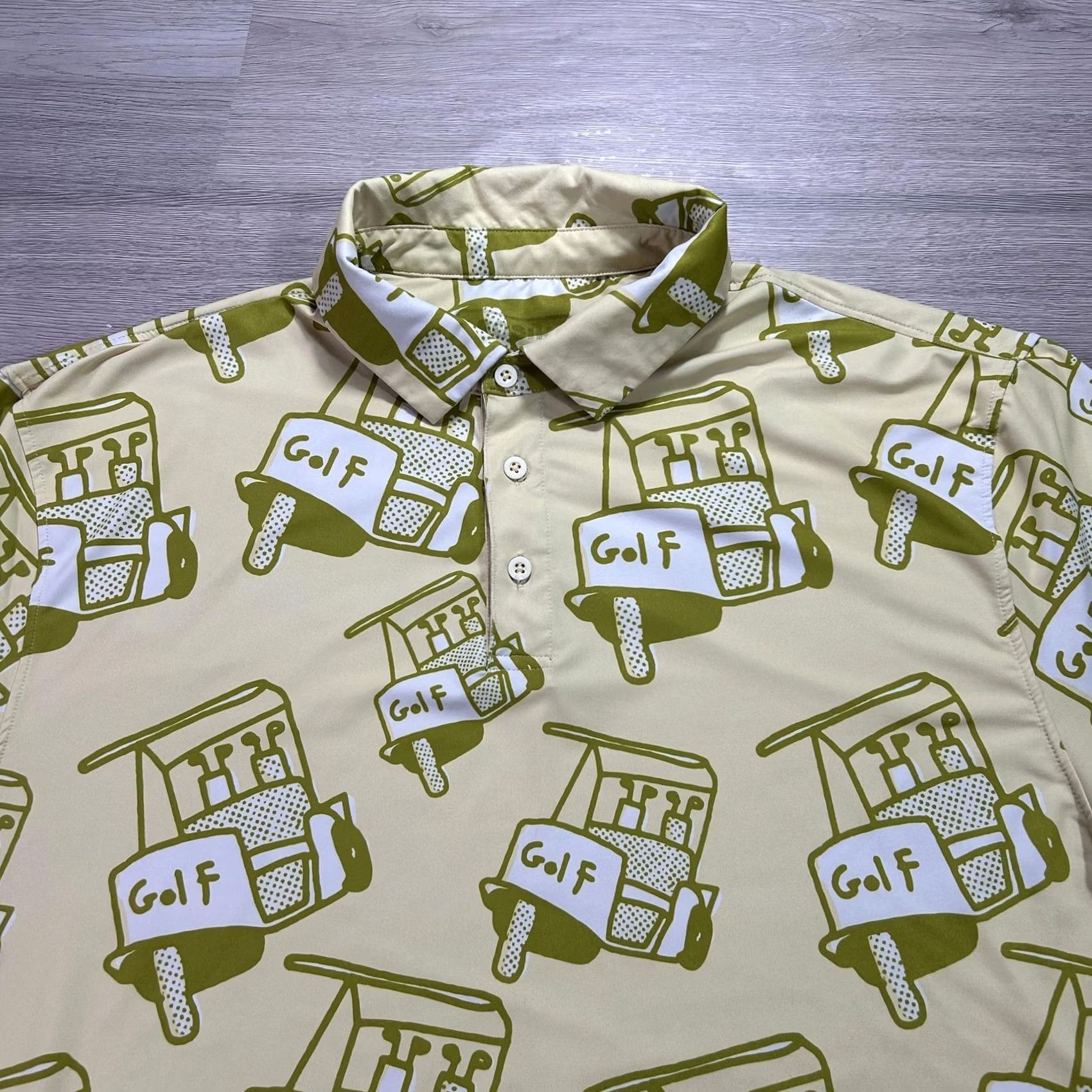 Vintage Sosik Polo Shirt Mens 2XL Yellow Golf All Over Print Performance Stretch Shirt Size US XXL / EU 58 / 5 - 3 Thumbnail