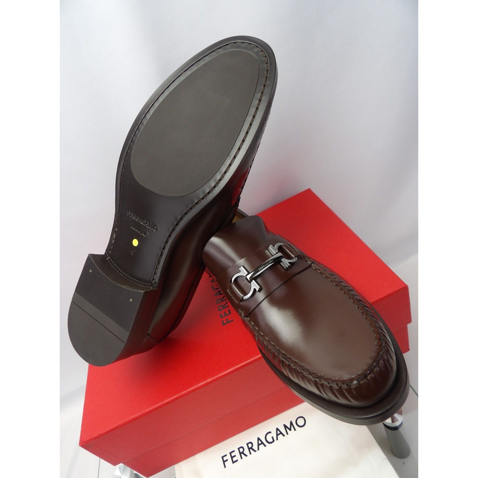 Salvatore Ferragamo FERRAGAMO BROWN LEATHER FORT GANCINI BIT LOAFERS 10.5 E ITAL Size US 11.5 / EU 44-45 - 10 Thumbnail