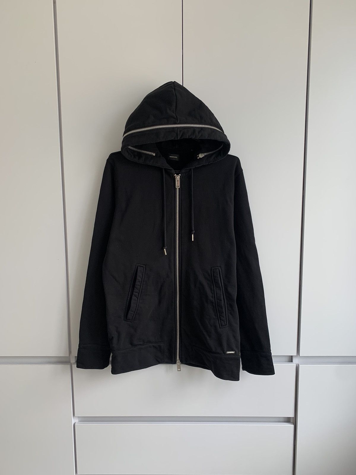 Image of Archival Clothing x Diesel Zipped Hood Black XL Size Hoodie, Men's