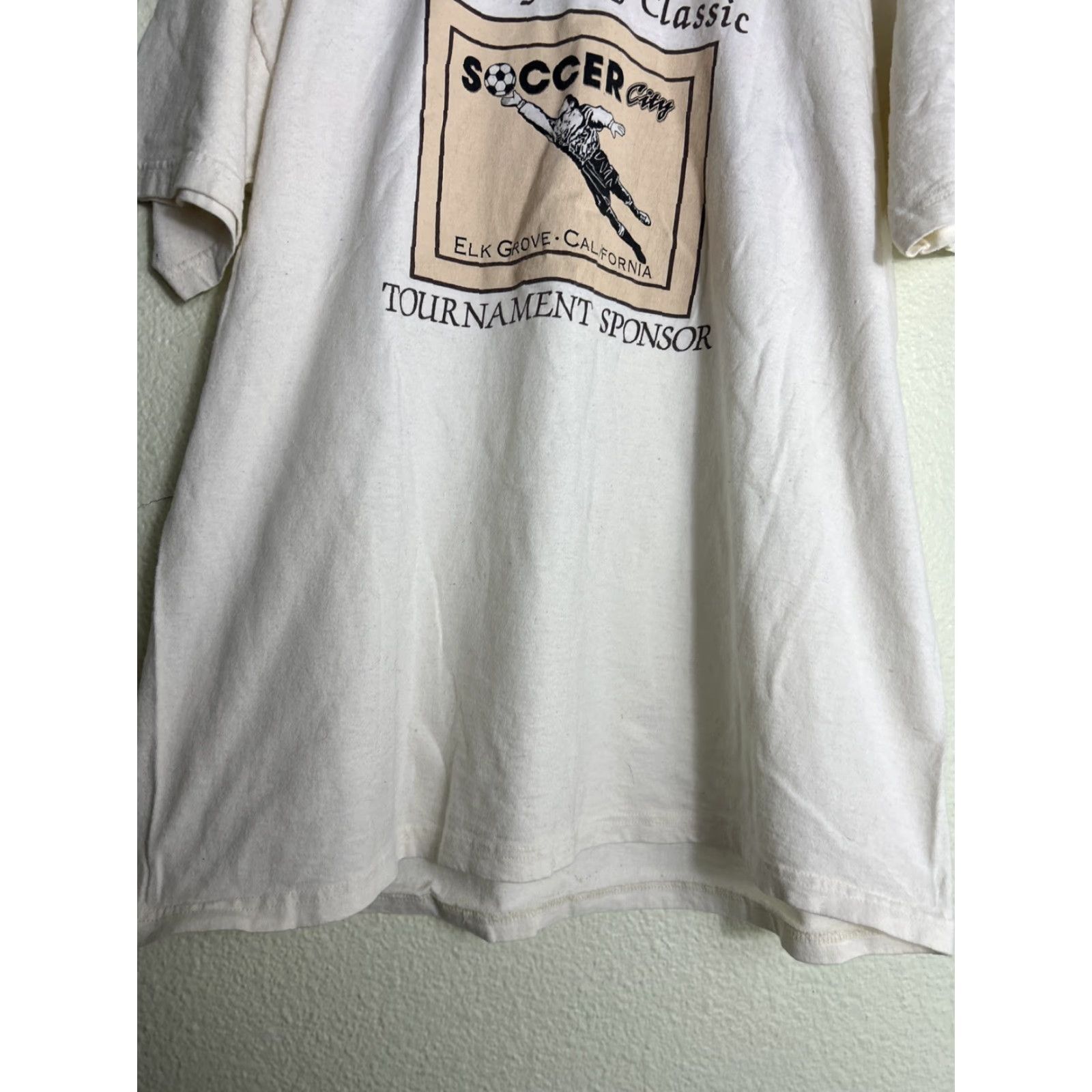 Jerzees VINTAGE Elk Grove Thanksgiving Soccer T Shirt Men L White 1998 Shirt Mens Size US L / EU 52-54 / 3 - 6 Thumbnail