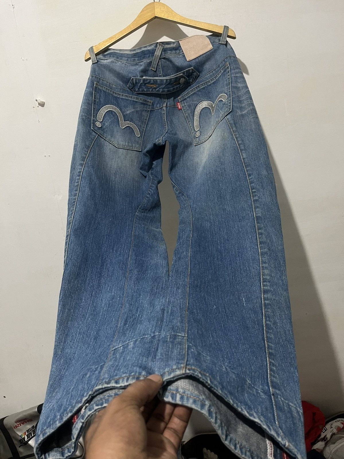 Japanese Brand Evisu Genes Baggy Denim Silver Logo Embroidery Y2K Style Size US 30 / EU 46 - 8 Thumbnail