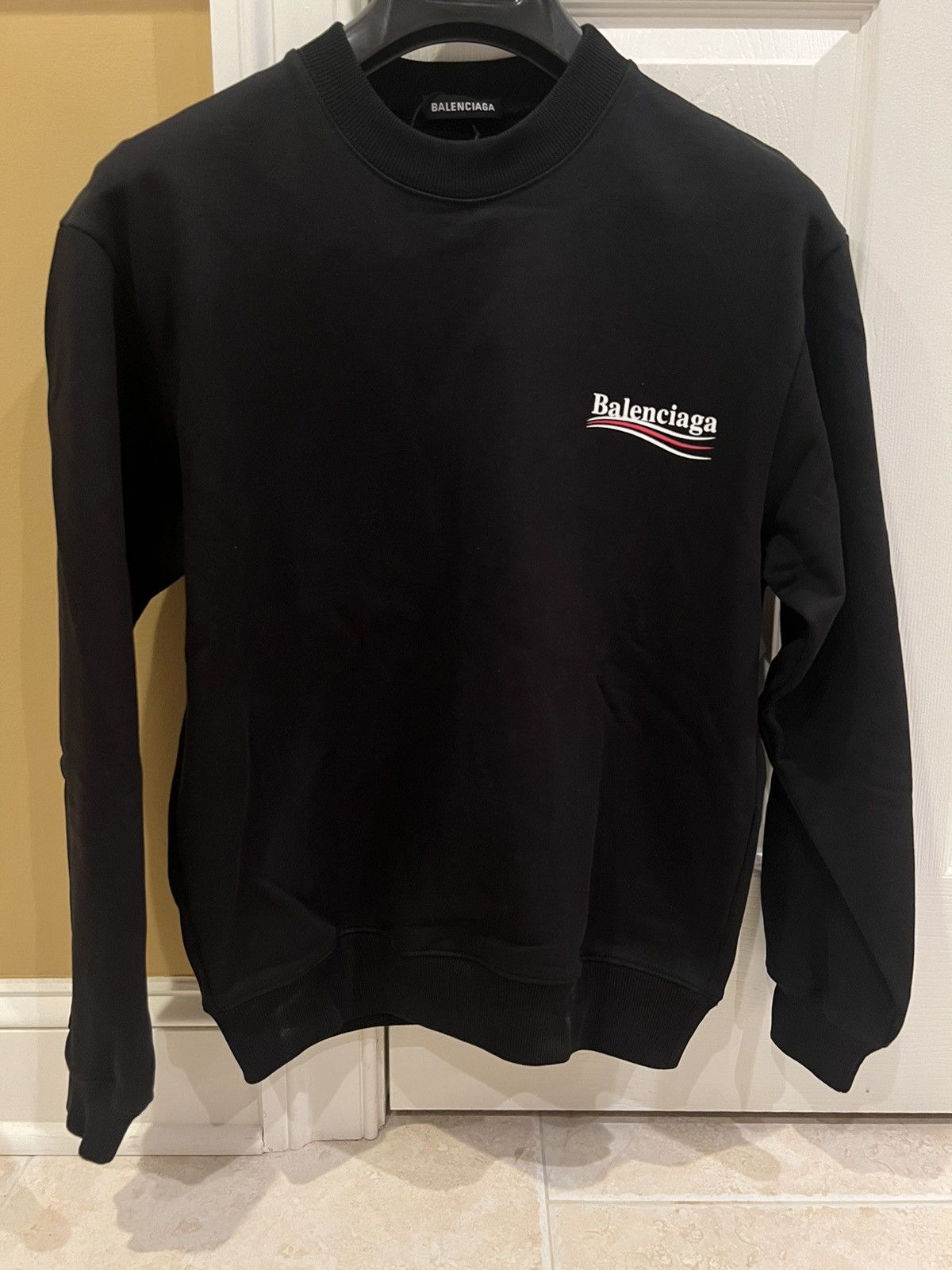 image of Balenciaga Campaign Logo Sweatshirt in Black, Men's (Size XS)