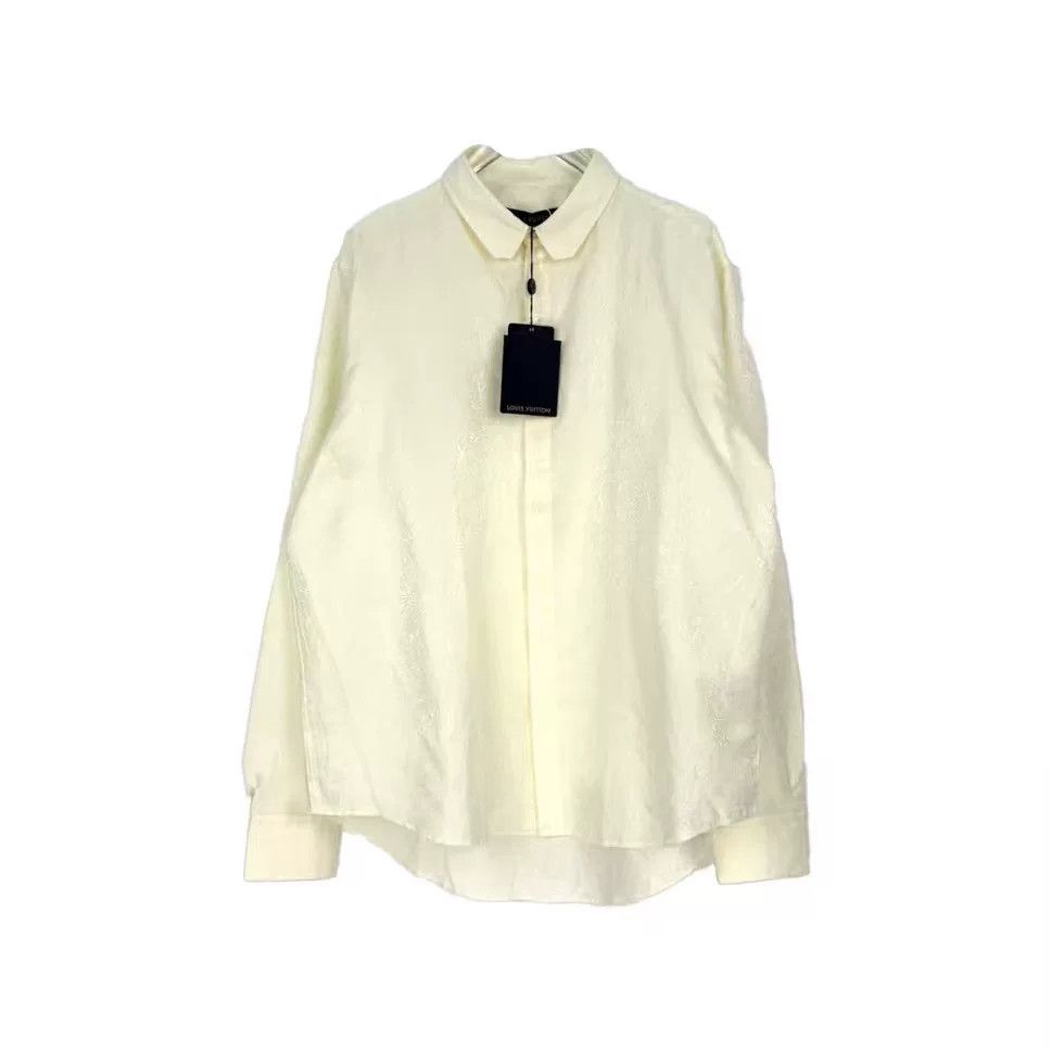 Louis Vuitton LV Beige Cotton Silk Logo Shirt Size US XL / EU 56 / 4 - 1 Thumbnail