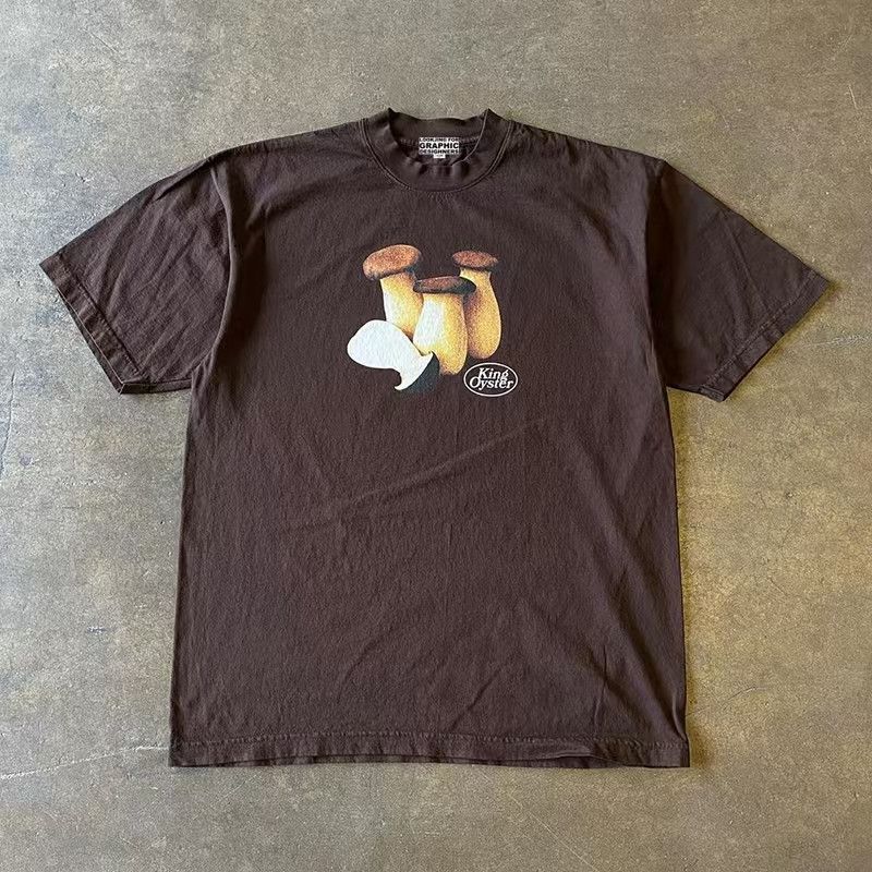 Japanese Brand × Vintage Brown casual retro mushroom print t-shirt Size US M / EU 48-50 / 2 - 1 Thumbnail