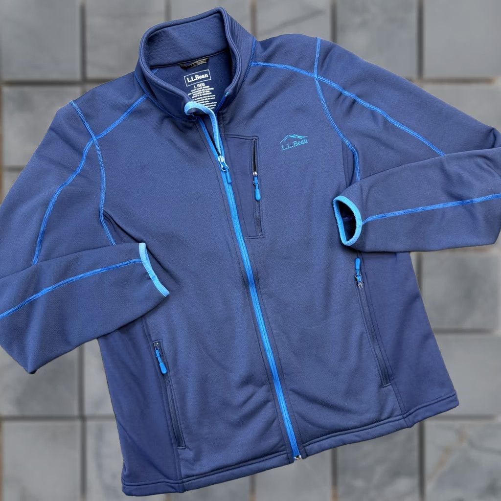Vintage L.L. Bean Jacket Mens Large Blue Pro Stretch Full Zip Fleece Windbreaker Casual Travel Chore Size US L / EU 52-54 / 3 - 1 Thumbnail