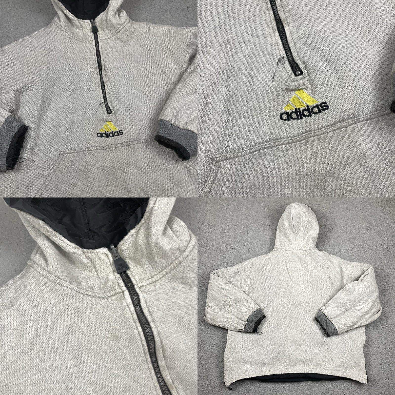 Adidas VINTAGE Adidas Jacket Mens Black Reversible Windbreaker Hooded Embroidered Gray Size M Size US M / EU 48-50 / 2 - 10 Thumbnail