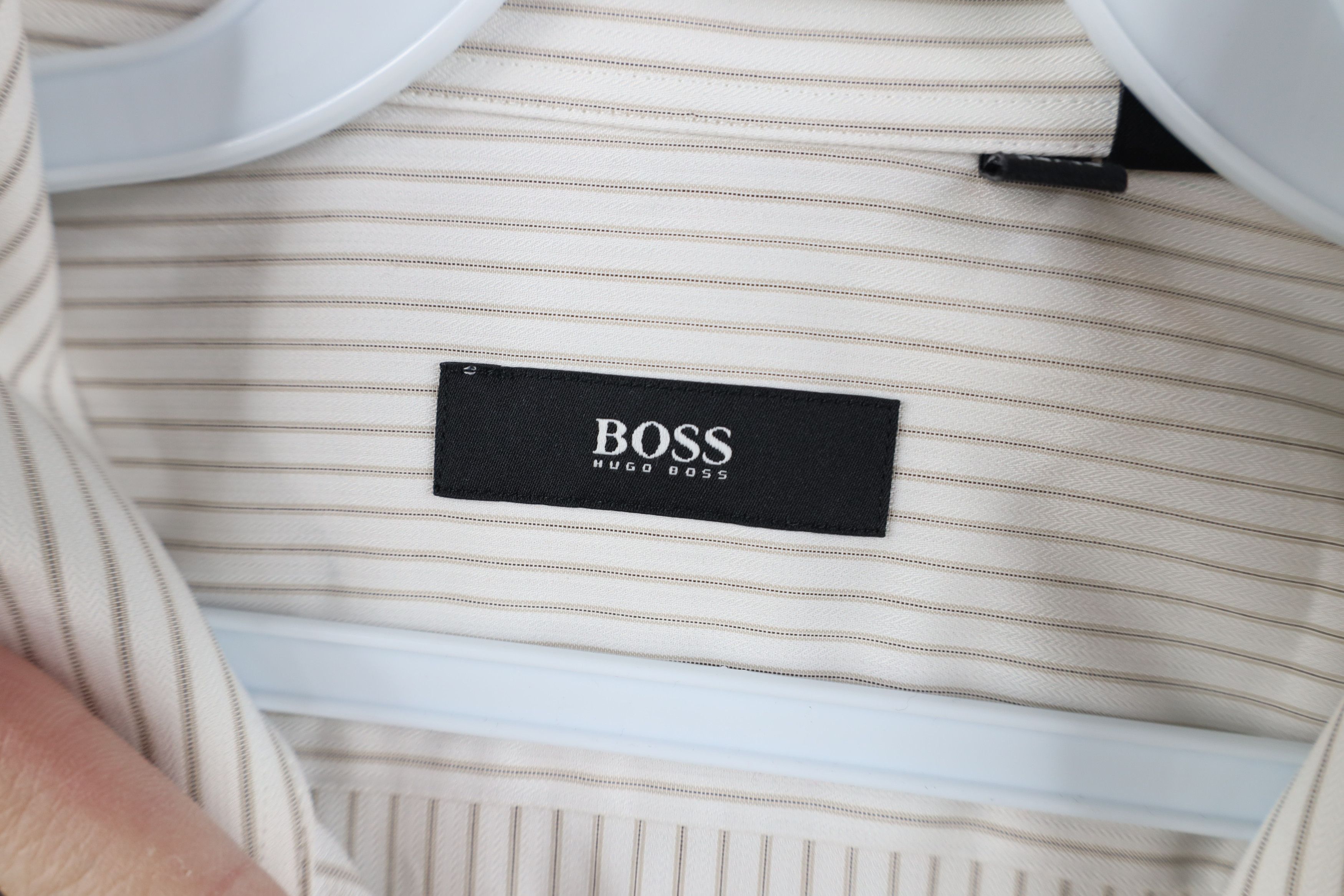 Hugo Boss New Hugo Boss Pinstriped Collared Button Shirt White Gray Size US M / EU 48-50 / 2 - 8 Thumbnail
