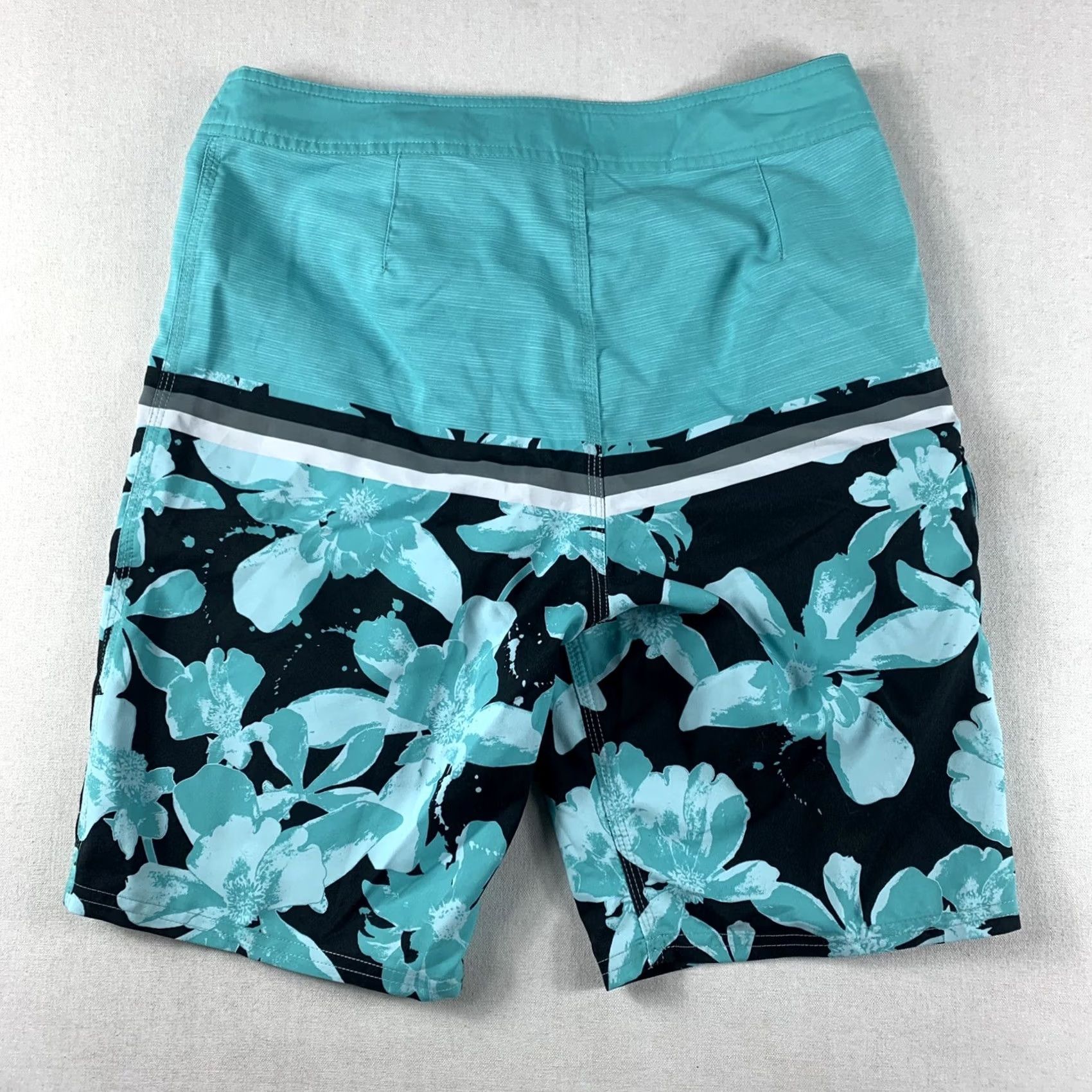 O'Neill O'Neill Mens Swimtrunks Boardshorts 29 Waist Turquoise Black Floral Polyester Size US 29 - 5 Thumbnail
