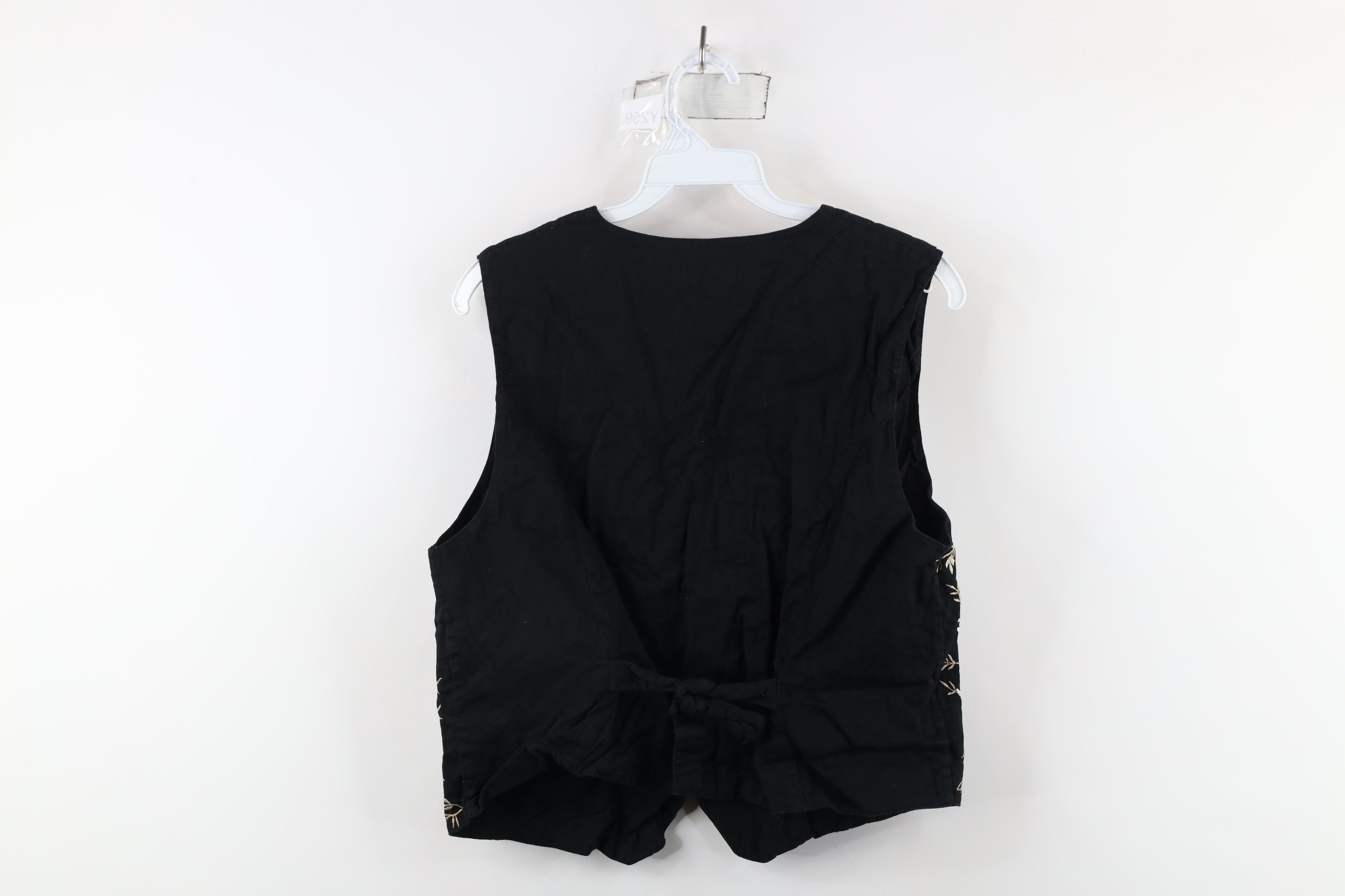 Vintage Vintage 90s Streetwear Embroidered Flower Leaf Tie Back Vest Size M / US 6-8 / IT 42-44 - 10 Thumbnail
