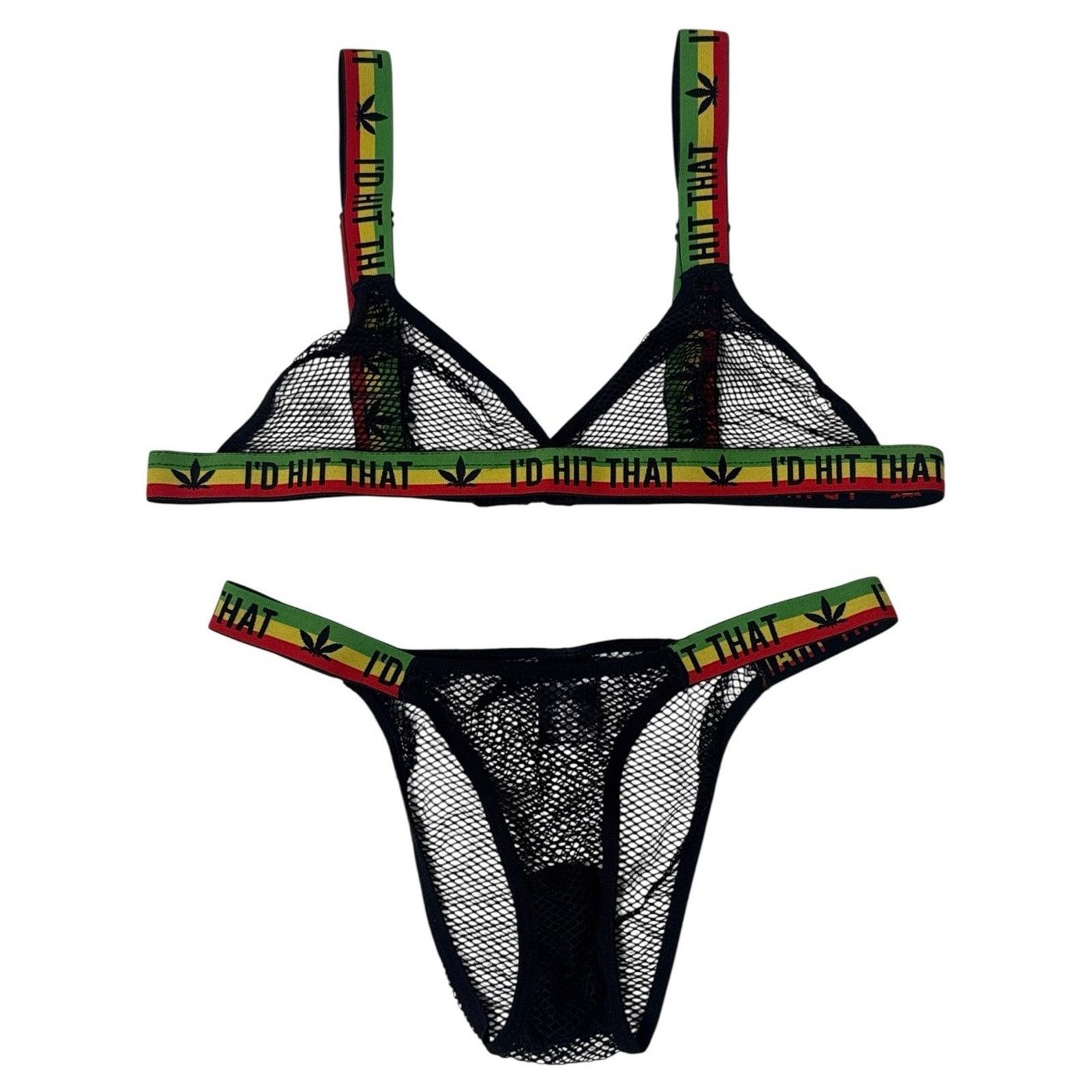 Other MJ I’D HIT THAT Fish Net Bralette Panty Set Festival L/XL Size L / US 10 / IT 46 - 2 Thumbnail