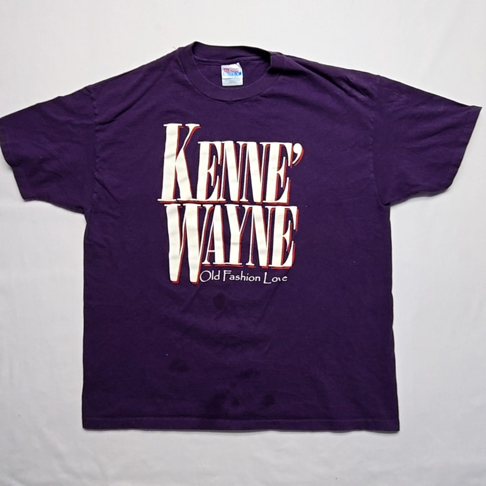 Hanes Vintage Kenne Wayne Shirt Old Fashion Love Purple XL Tee 90s Size US XL / EU 56 / 4 - 1 Thumbnail