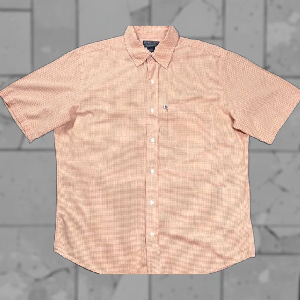 Polo Ralph Lauren Ralph Lauren Polo Jeans Co Button Up Orange Check L Short Sleeve Shirt Flag Logo Mens Regular Slim Fit Size US L / EU 52-54 / 3 - 1 Thumbnail