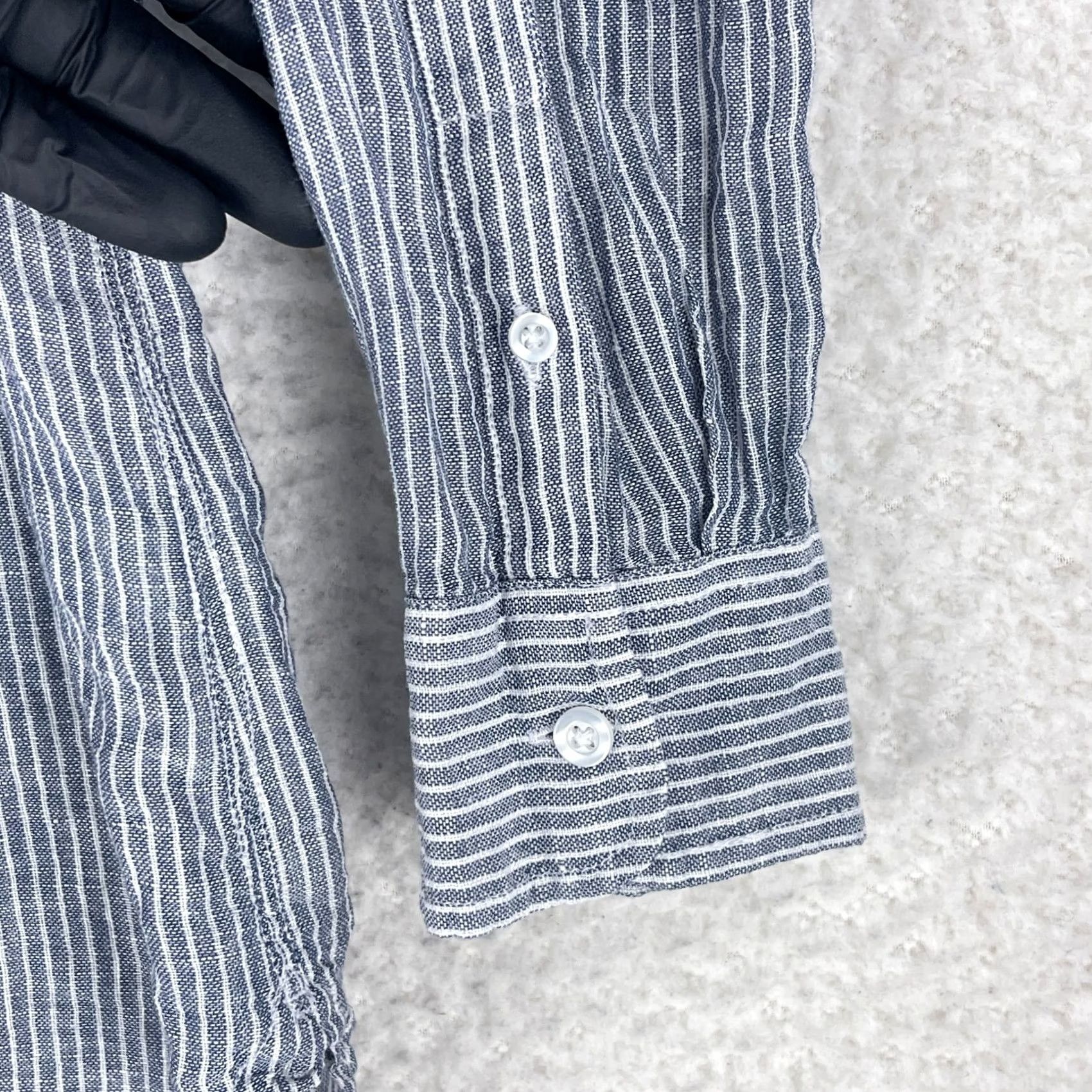 Lucky Brand Lucky Brand Womens XS Blue Stripe Linen Blend Button-Up Shirt Casual Shirt XS Regular Women Blue Striped Button-Up Bohemian Linen Blend Casual Size XS / US 0-2 / IT 36-38 - 7 Thumbnail