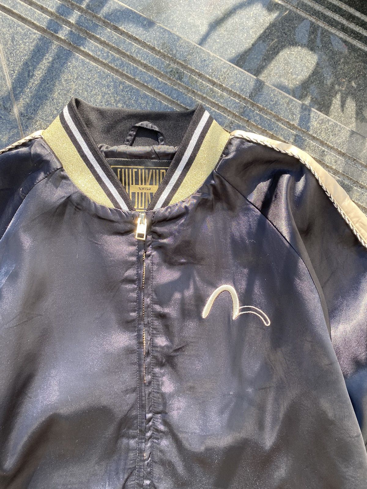 Evisu × Vintage 00S EVISUKURO Y2K JAPAN RARE BIG LOGO LIGHT BOMBER JACKET Size US L / EU 52-54 / 3 - 2 Thumbnail