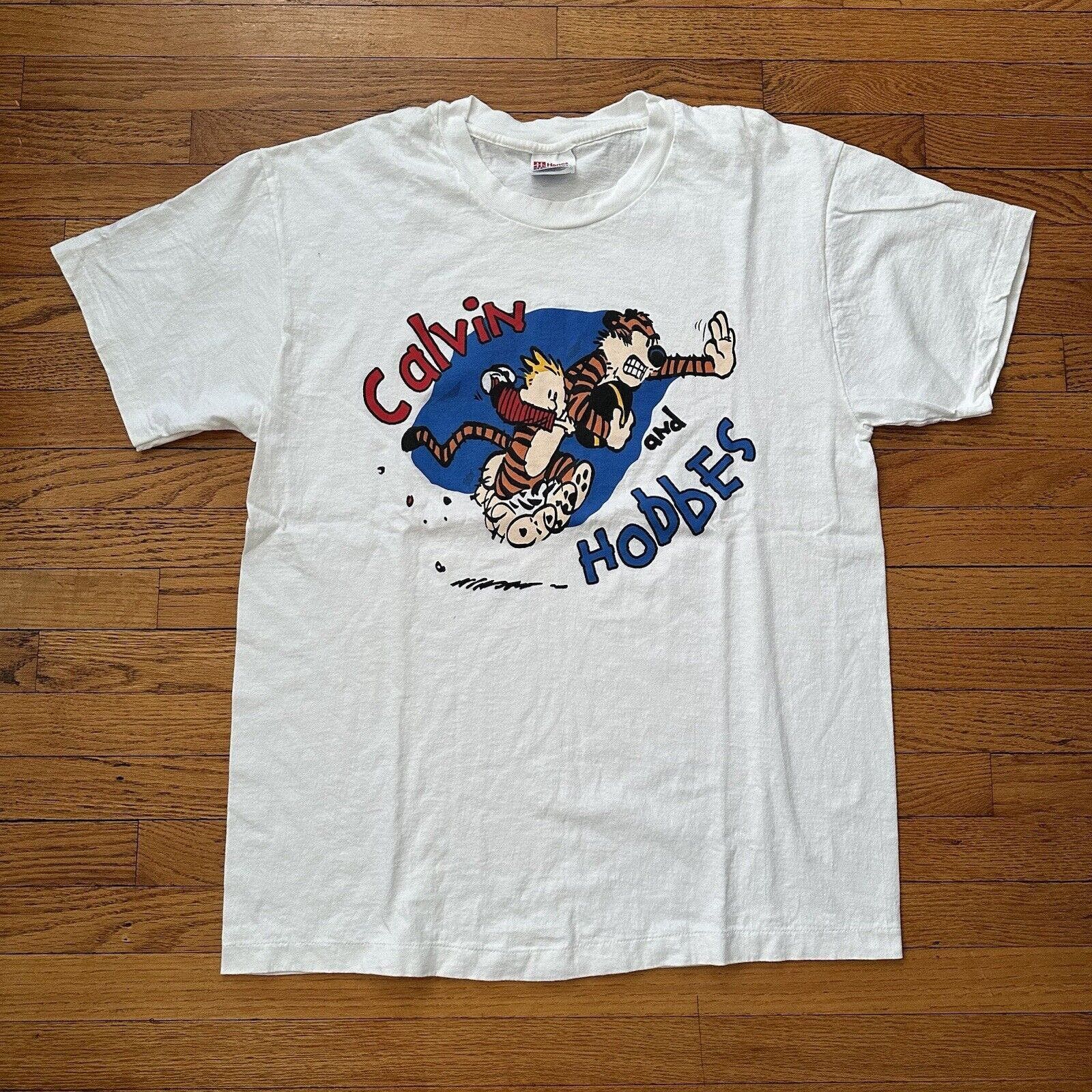 Calvin and popular Hobbes vintage comic shirt - Large - 90s