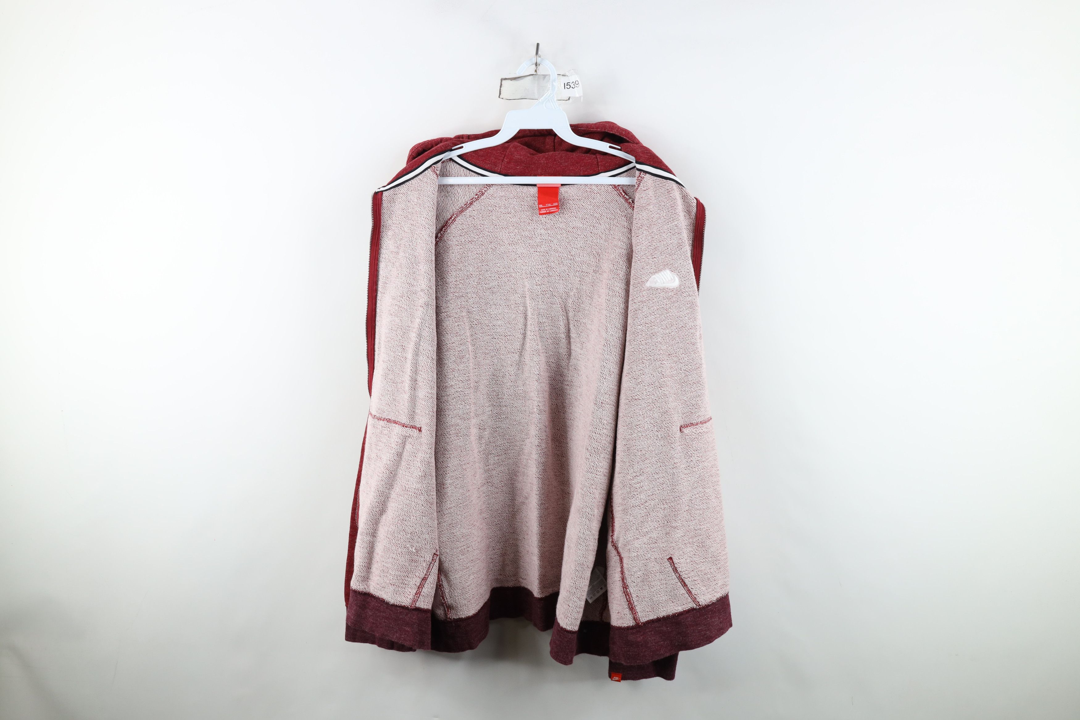 Nike Vintage Nike Mini Swoosh French Terry Full Zip Hoodie Red Size US XXL / EU 58 / 5 - 9 Thumbnail