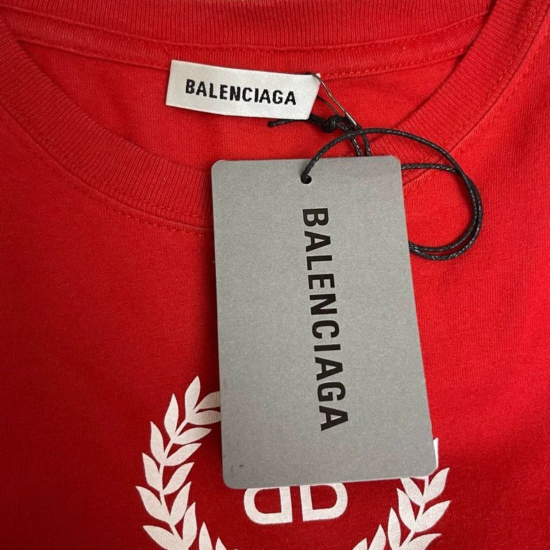 Balenciaga Balenciaga Retro Red Wheat Spike Double BLogo Short Sleeve Size US S / EU 44-46 / 1 - 5 Thumbnail