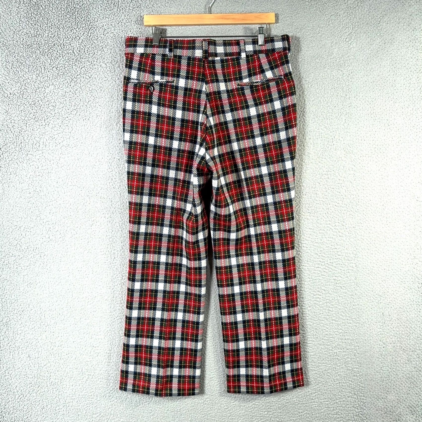 Sears VINTAGE Kings Road Pants 60s Mens 36 Red Tartan Plaid Perma Prest Flared Sears Size US 36 / EU 52 - 2 Thumbnail