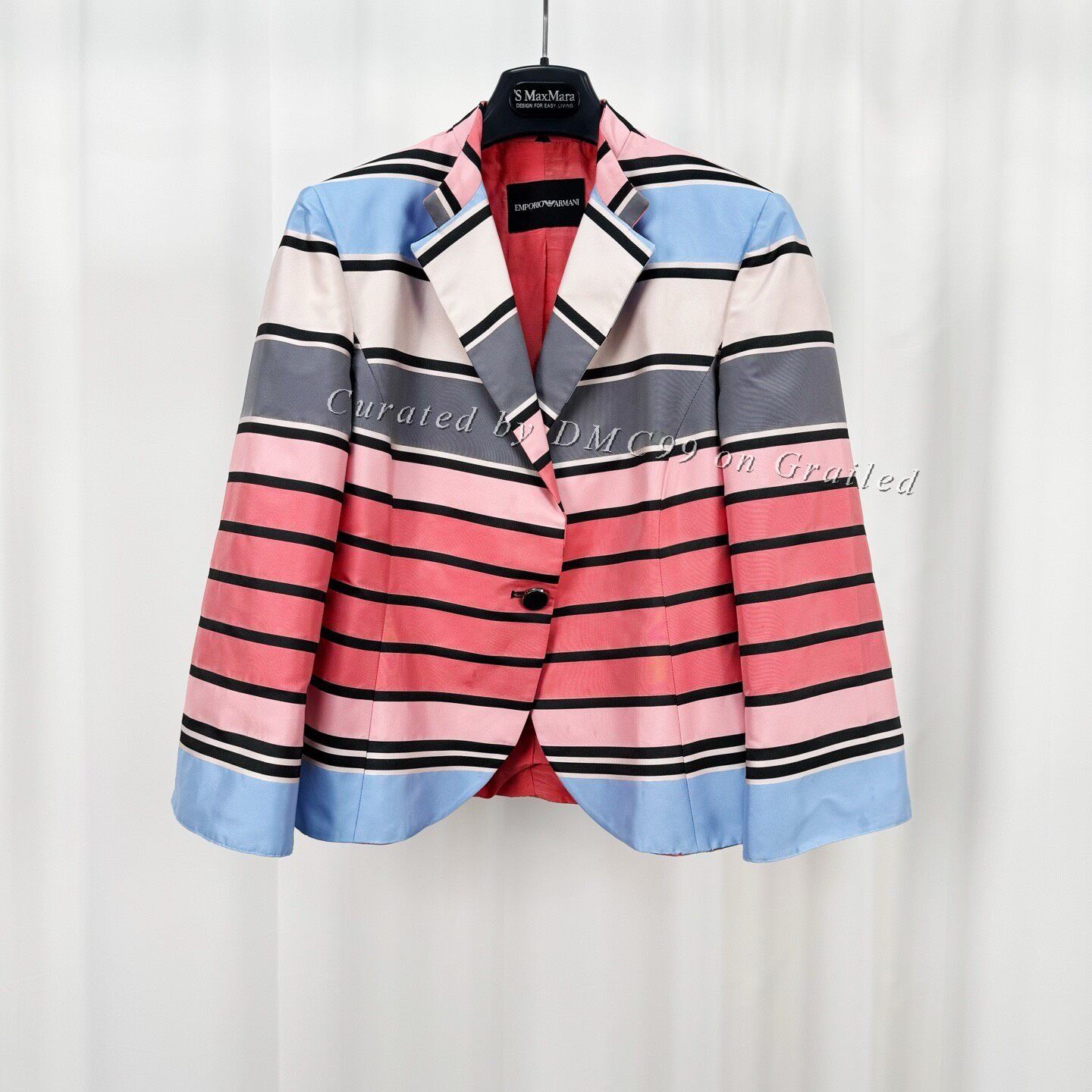 Armani Armani Striped Padded Shoulder Suit Jacket Size US XS / EU 42 / 0 - 1 Thumbnail