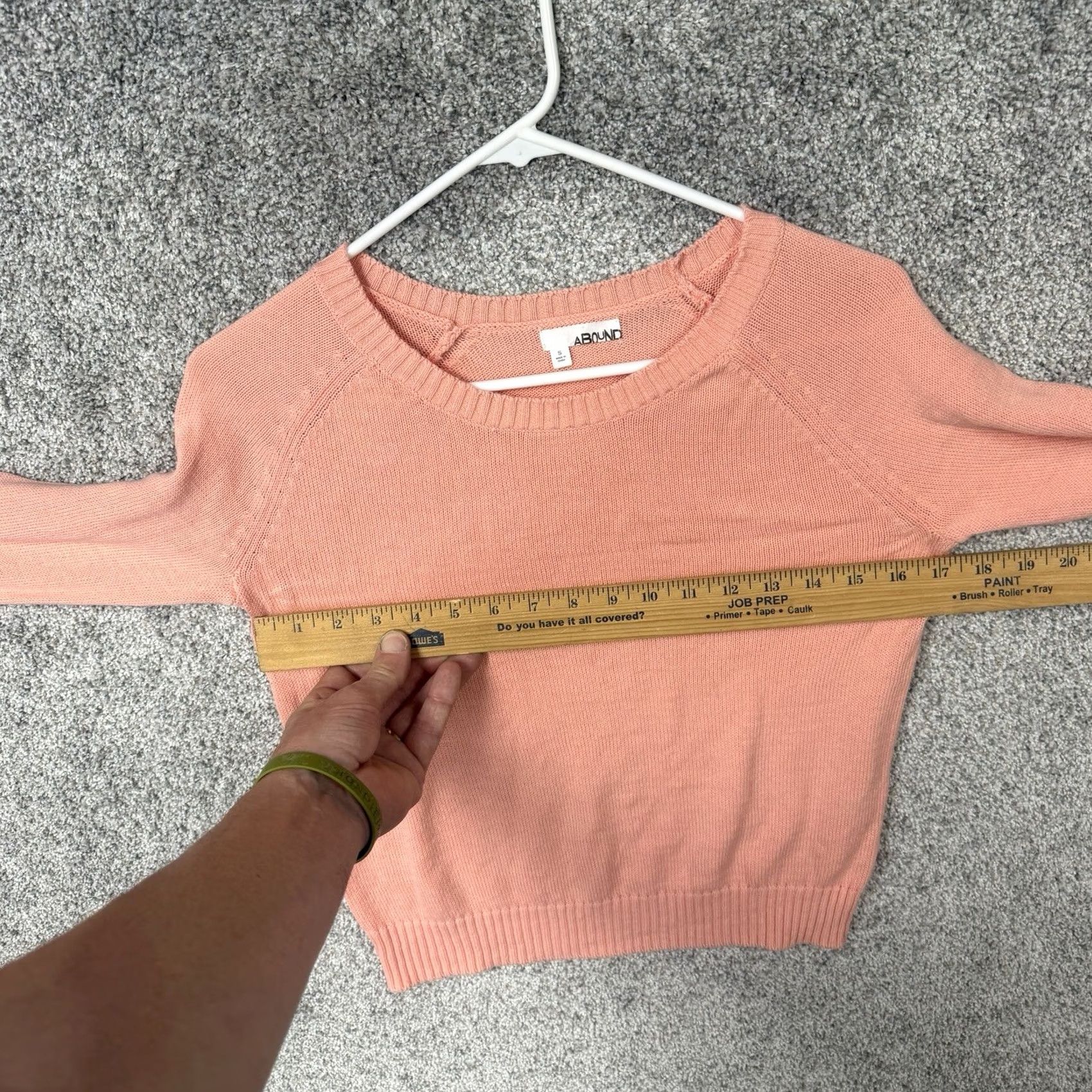 Vintage Abound Pastel Peach Cropped Sweater S Women's Pullover Round Neck Raglan Sleeve Lightweight Spring Cotton Knit Casual Modern Preppy Outdoor School Size S / US 4 / IT 40 - 4 Thumbnail