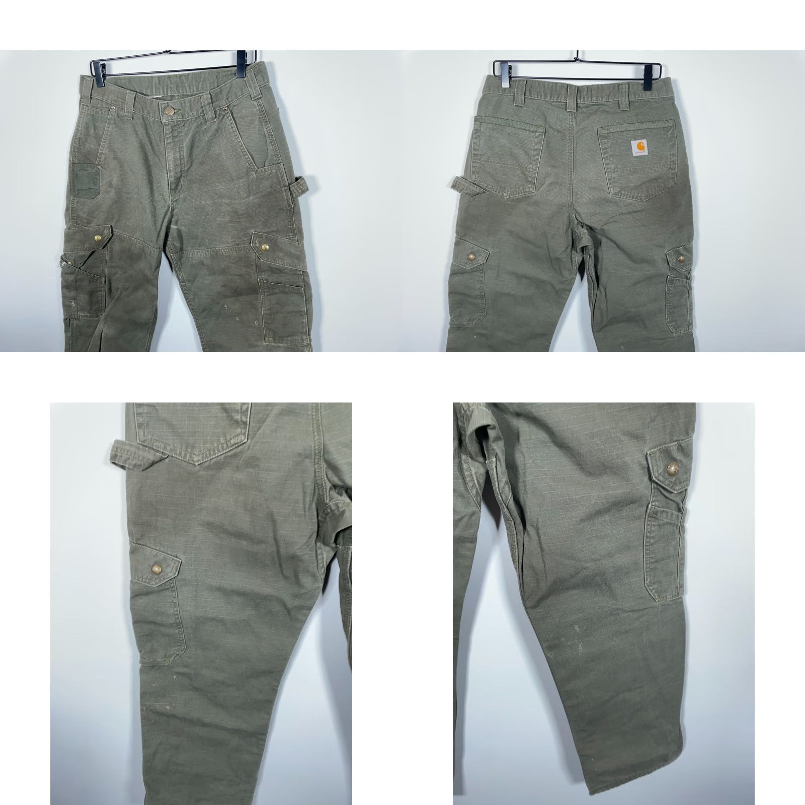 Carhartt Carhartt Pants Mens 32 x 26 Green Ripstop Cargo Distressed Double Front Workwear Casual Size US 32 / EU 48 - 10 Thumbnail