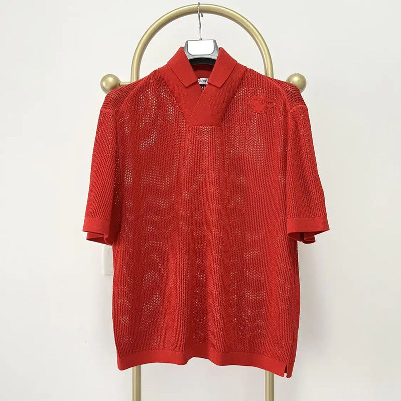 Burberry Burberry Red Cotton Blend Short Sleeve Polo Size US M / EU 48-50 / 2 - 1 Thumbnail