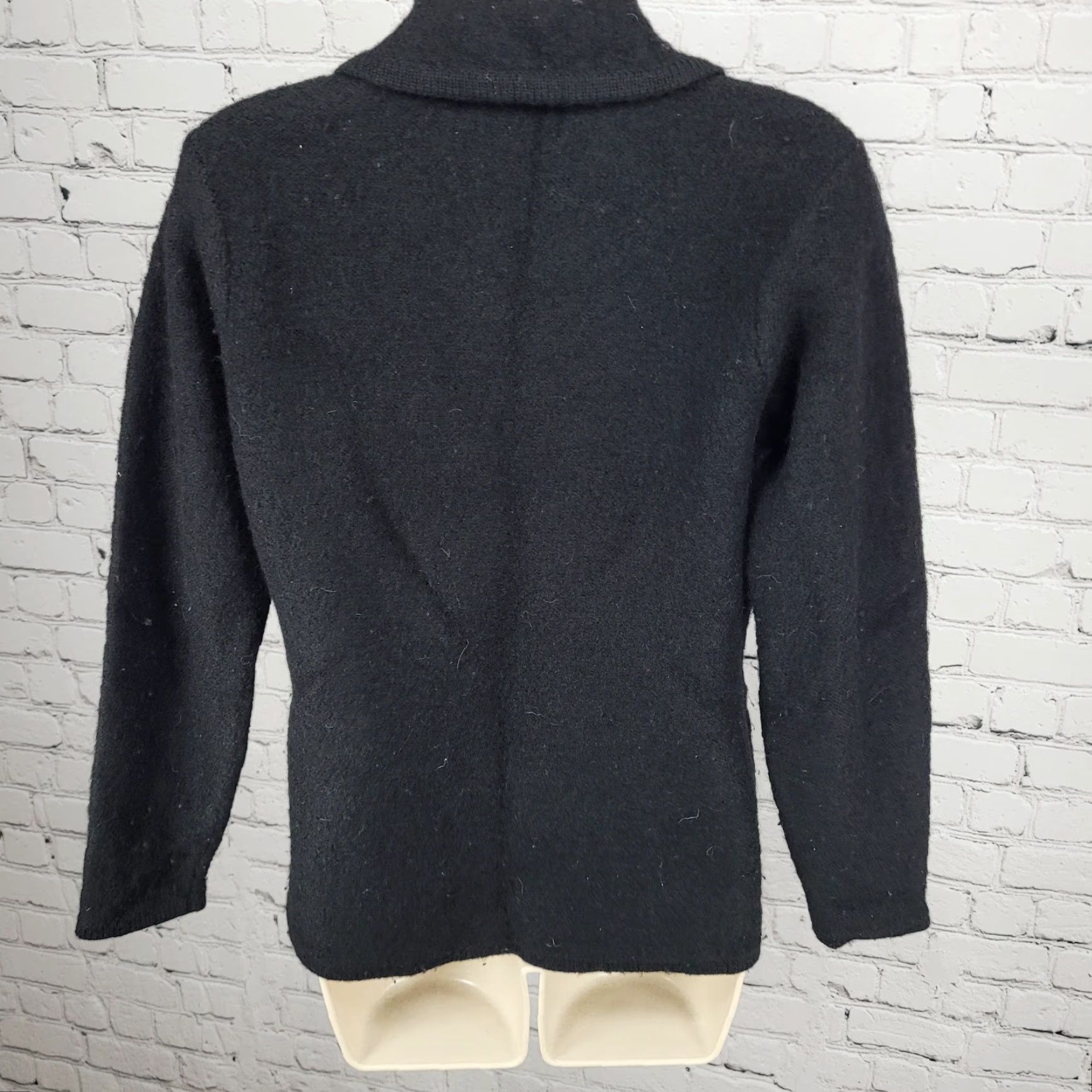 Lord & Taylor LORD & TAYLOR Black 100% Wool Jacket PM Petites Collared Pockets Classic Womens Size M / US 6-8 / IT 42-44 - 2 Thumbnail