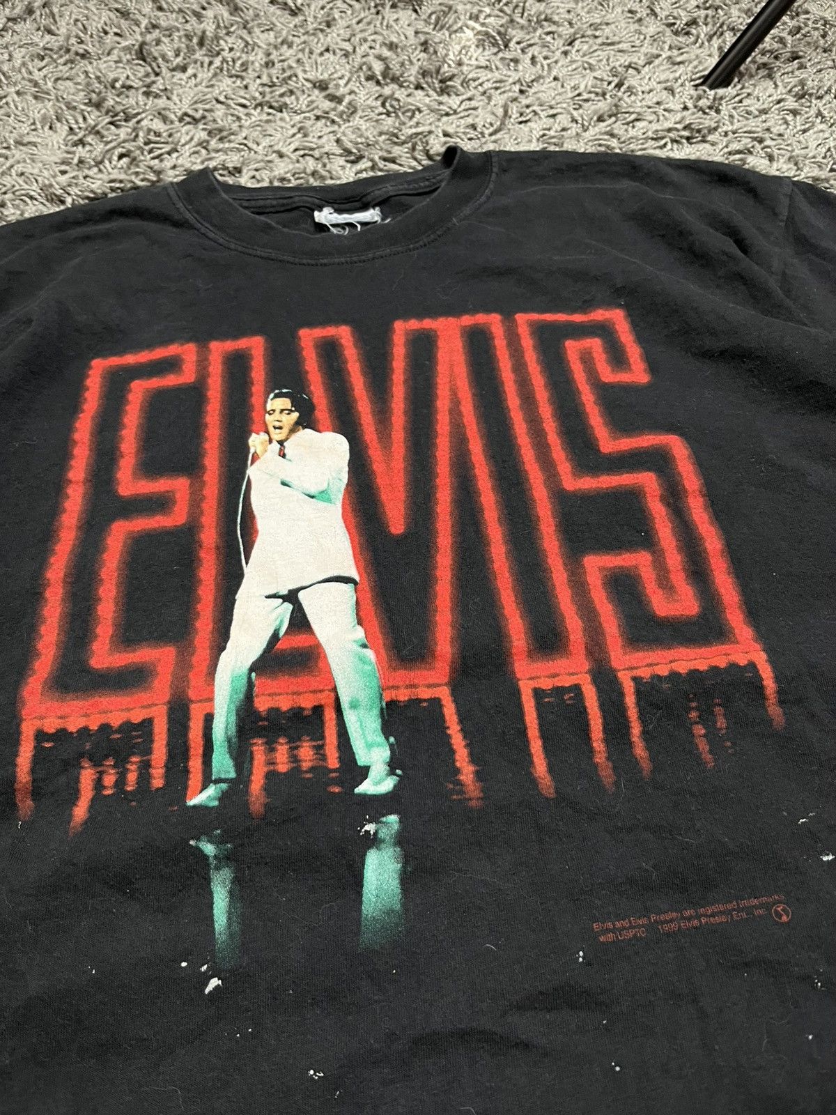 Band Tees Vtg 1999 Elvis Presley "Neon" Graphic T-Shirt Distressed Size US XL / EU 56 / 4 - 4 Thumbnail