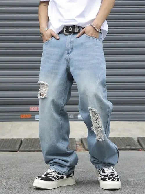 Jean Distressed Y2K ripped light jeans EDGY Size US 32 / EU 48 - 1 Thumbnail