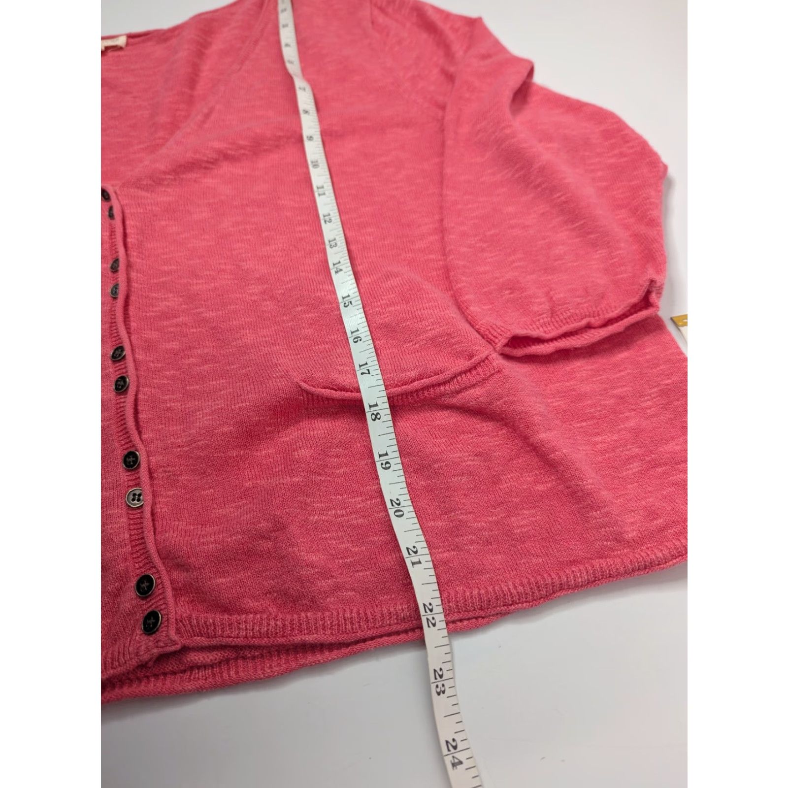 Eileen Fisher Eileen Fisher Cardigan V-Neck Jacket Womens 1X Pink Linen Cotton Cozy Classic Knit Pockets Dolman Sleeve Button Contemporary Casual Size XL / US 12-14 / IT 48-50 - 4 Thumbnail