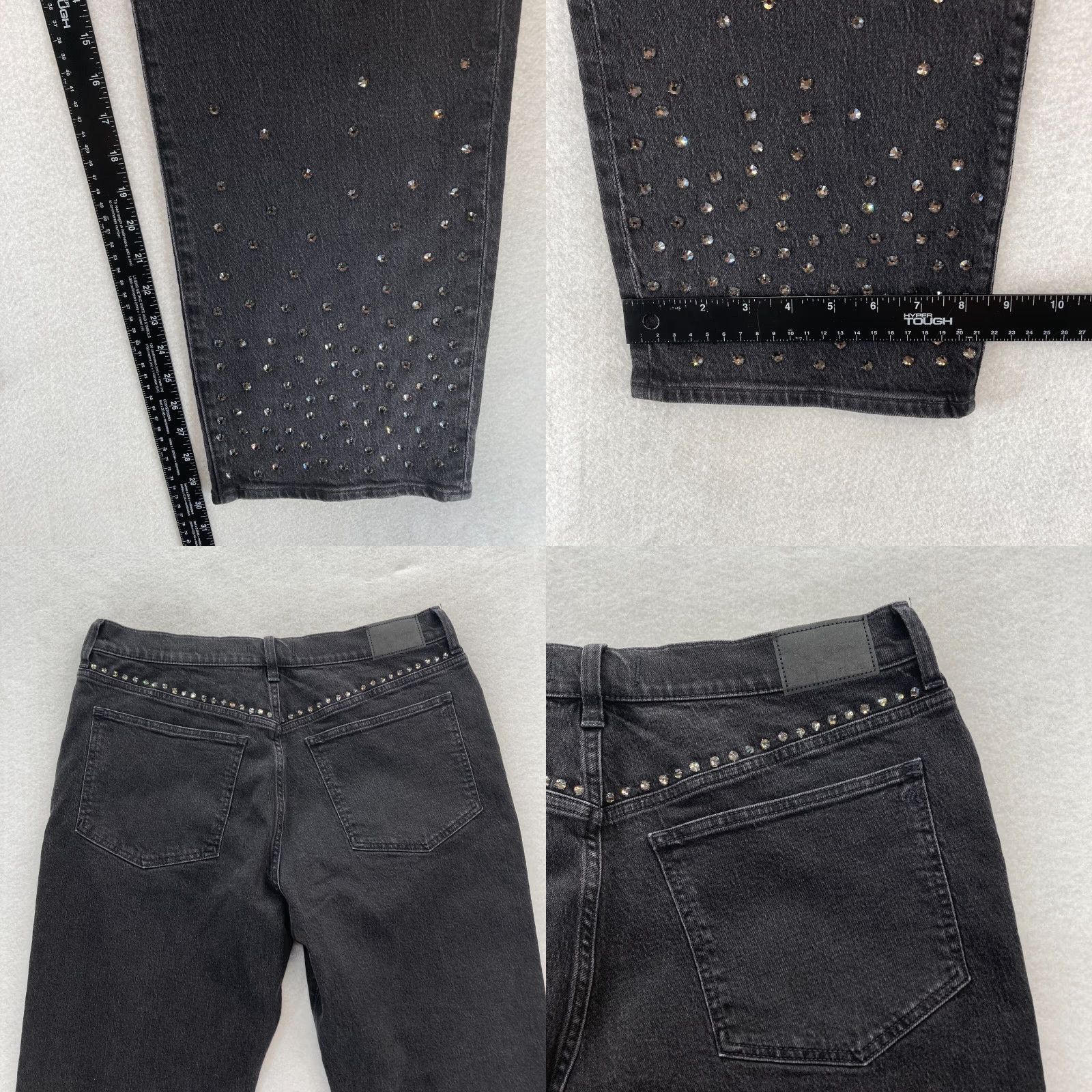 Madewell Madewell 90s Straight Jeans Women's 32 Black Denim High Rise Stretch Studded Y2K Jeans Size 24" / US 00 / IT 34 - 9 Thumbnail