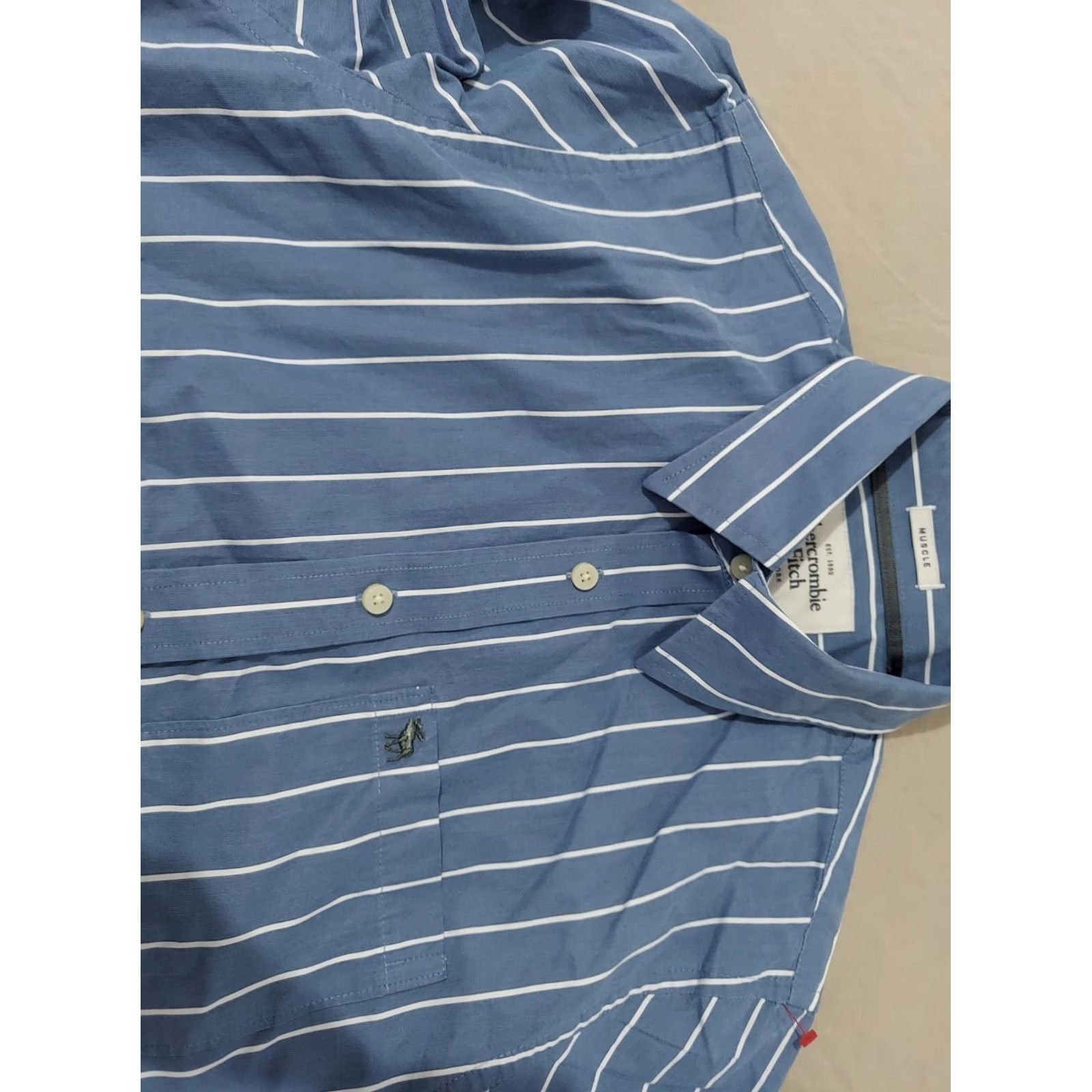 Abercrombie & Fitch VINTAGE Abercrombie & Fitch Mens Dress Shirt L Large Blue Button Cotton Shirt Mens Large Blue Cotton Button-Up Size 42R - 3 Thumbnail