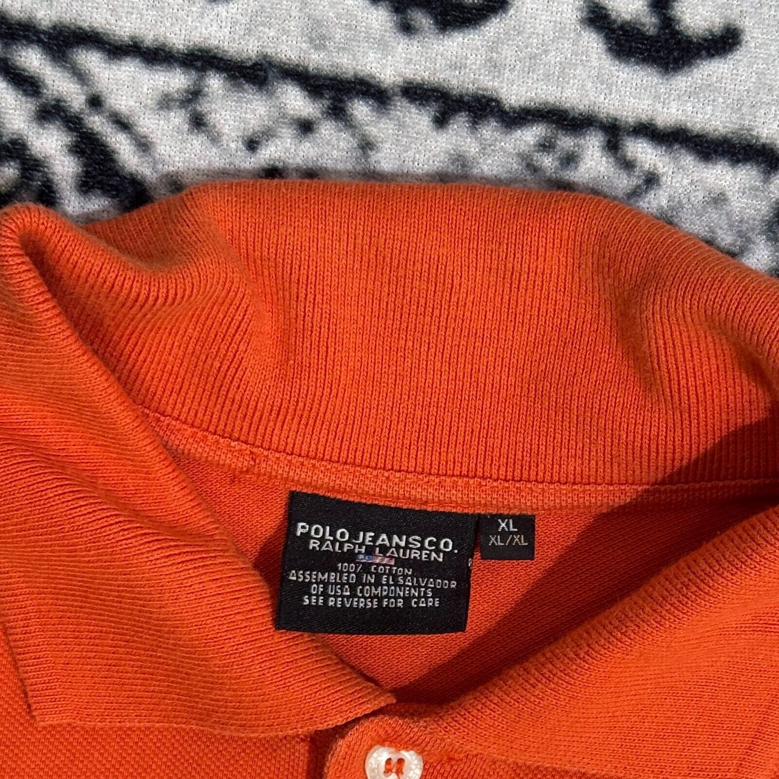 Ralph Lauren × Vintage Vintage Ralph Lauren Unisex Orange Cotton Polo Shirt Size XL Size US XL / EU 56 / 4 - 6 Thumbnail